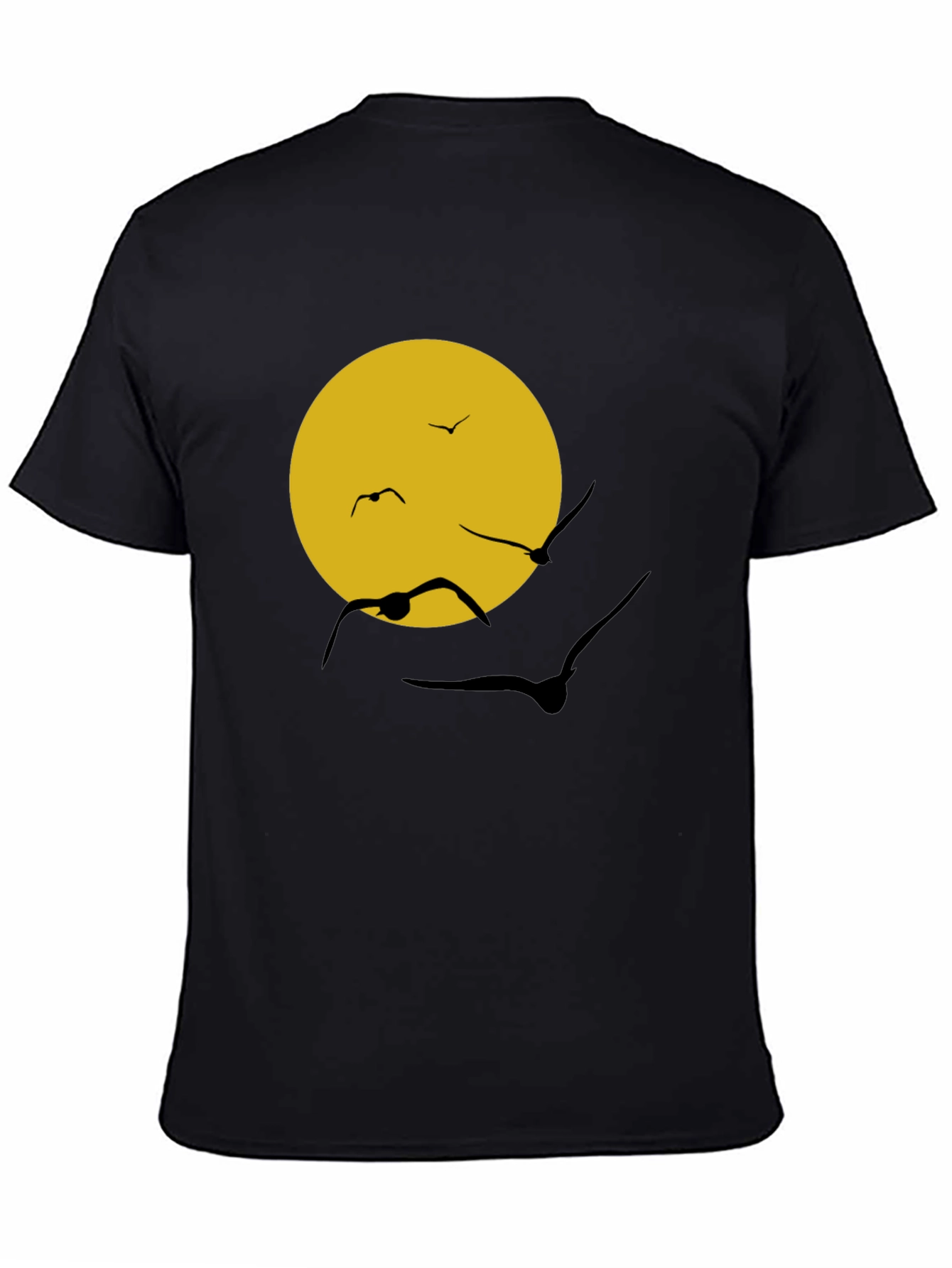 Black Black T-Shirt with Sun & Birds Graphic view 4