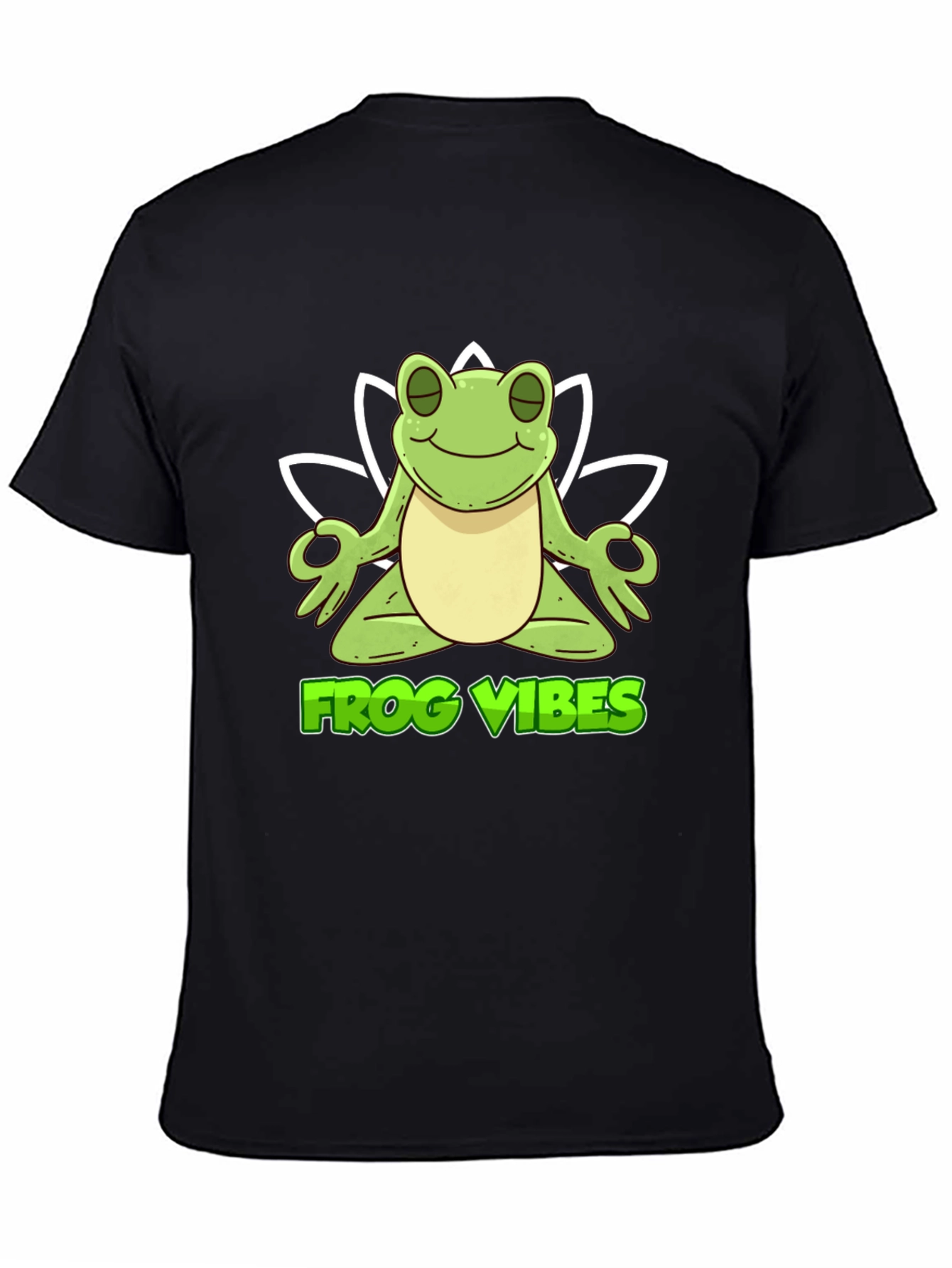 Black Frog Vibes Meditation T-Shirt - Black view 4