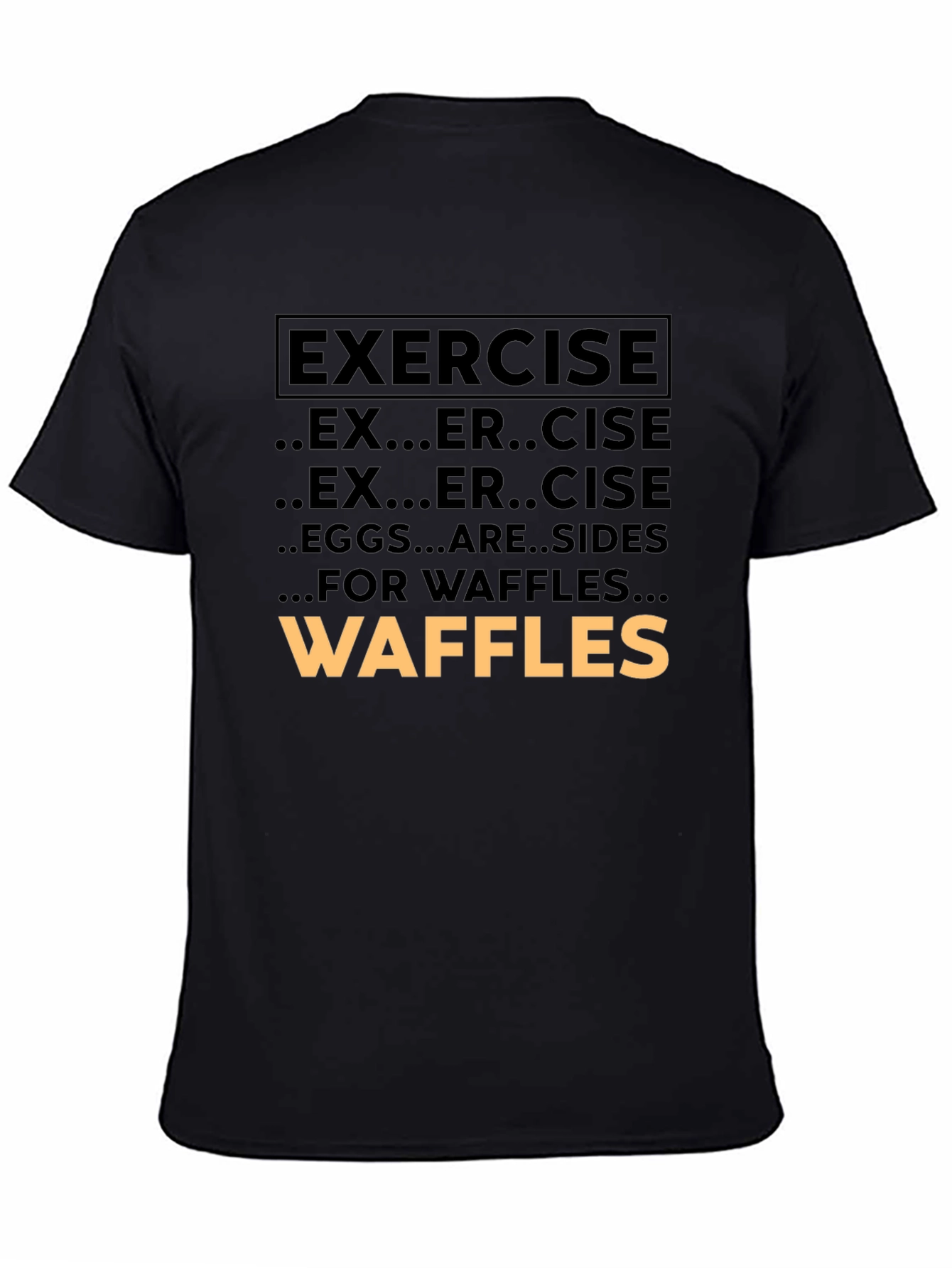 Black Exercise Waffles Graphic Tee view 4
