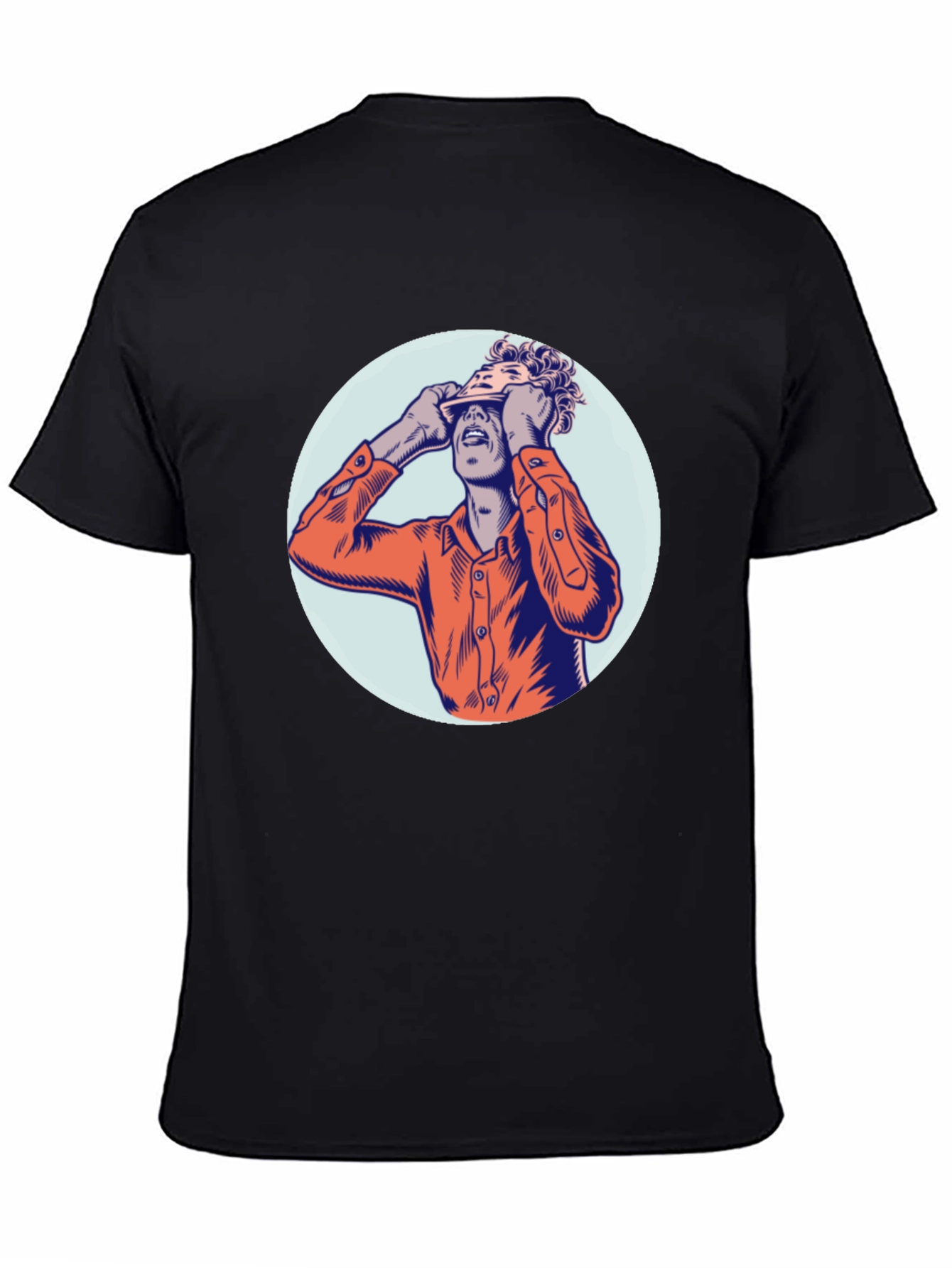 Black Graphic Print Crew Neck T-Shirt - Unique Design view 4