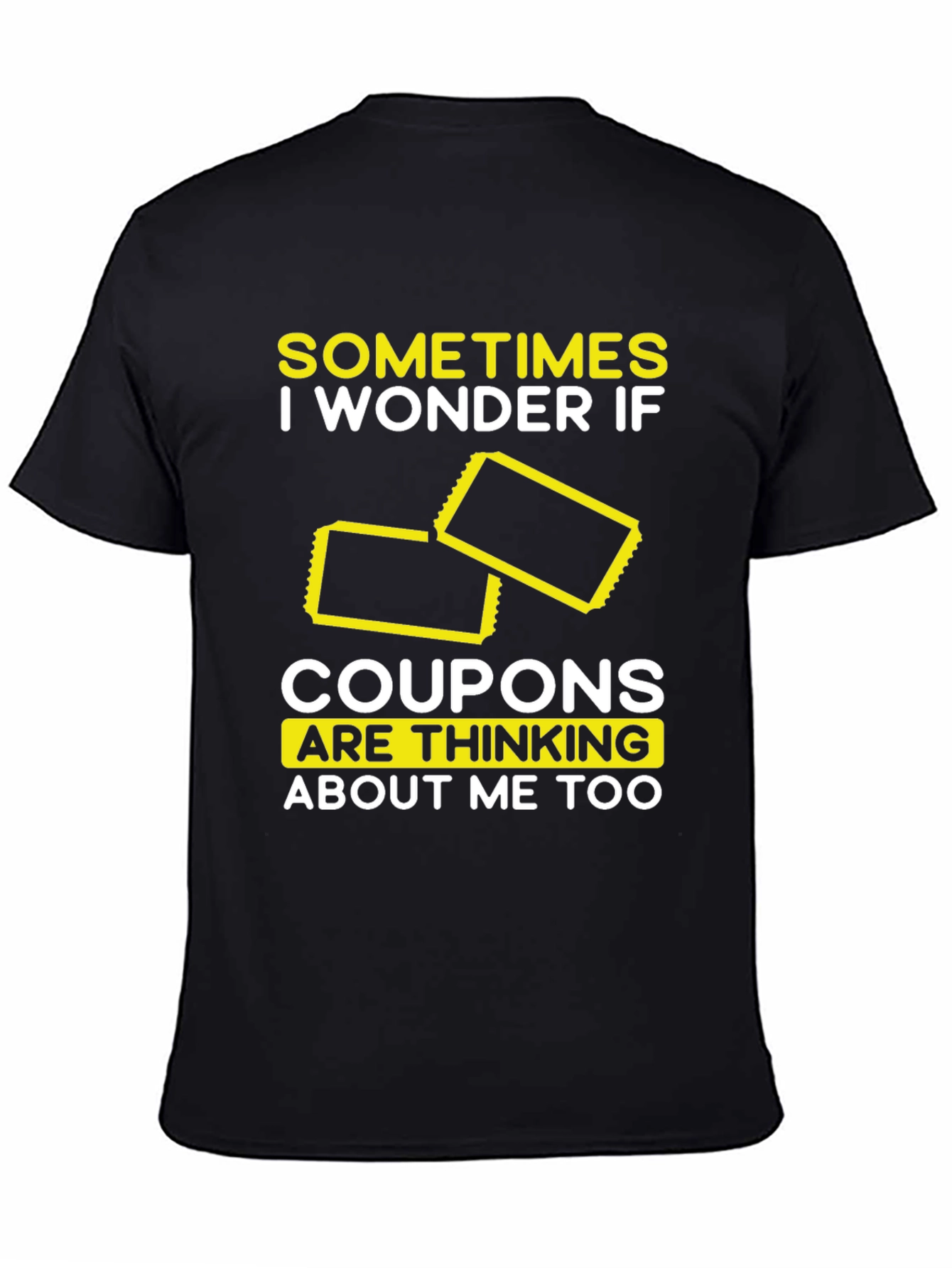 Black Coupon Thinking T-Shirt, Funny Graphic Tee view 4