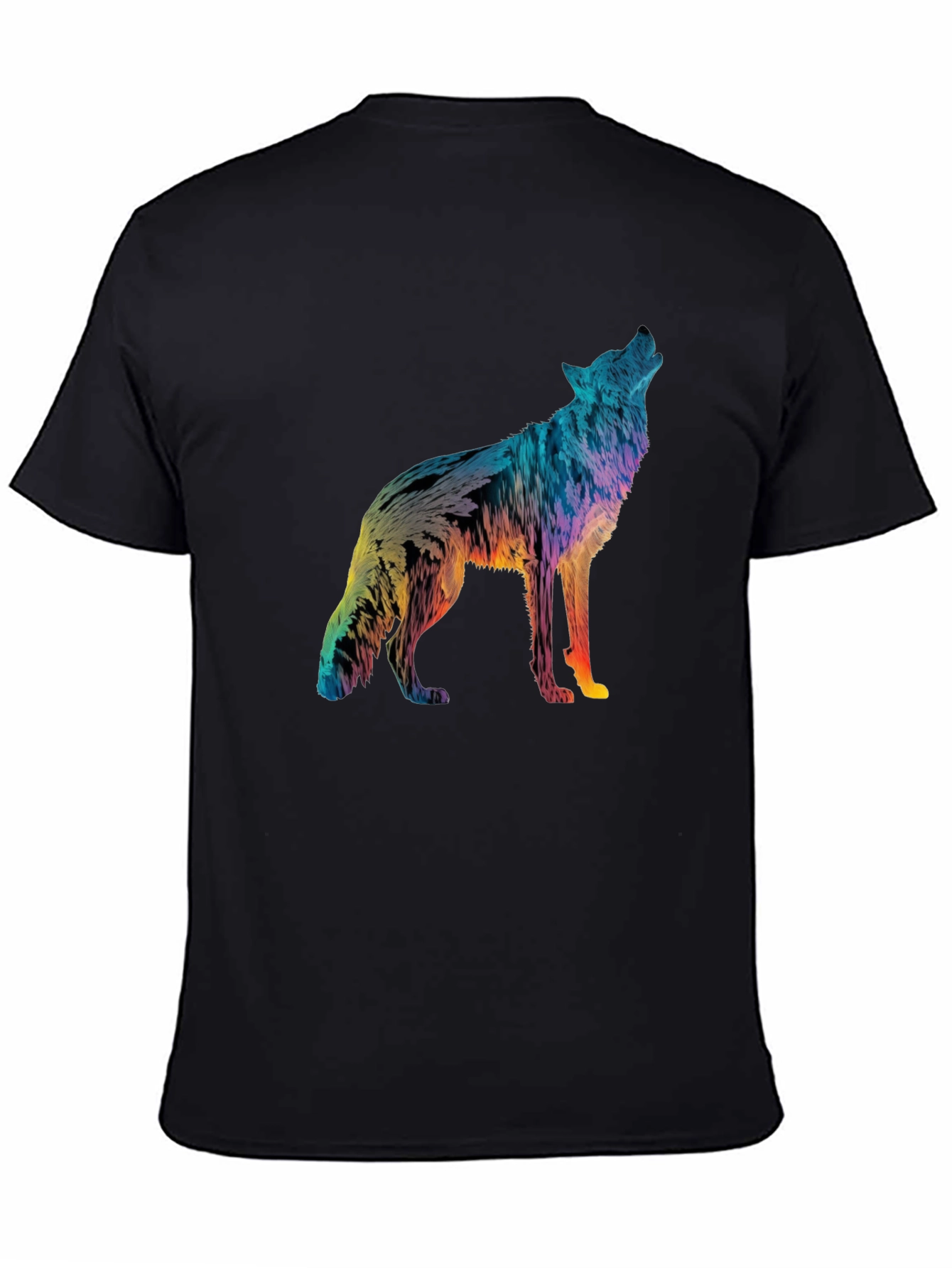Black Vivid Wolf Graphic Tee - Men's Black T-Shirt view 4