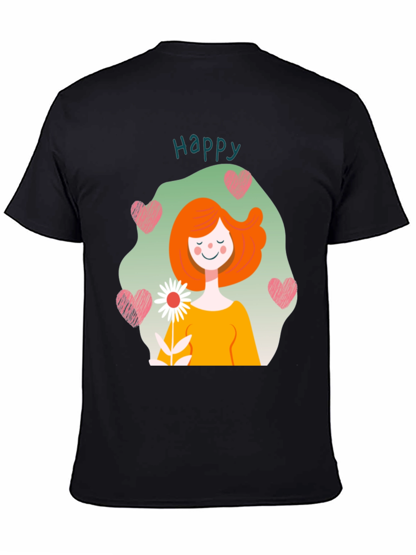 Black Happy Heart Graphic Tee - Men's Black T-Shirt view 4