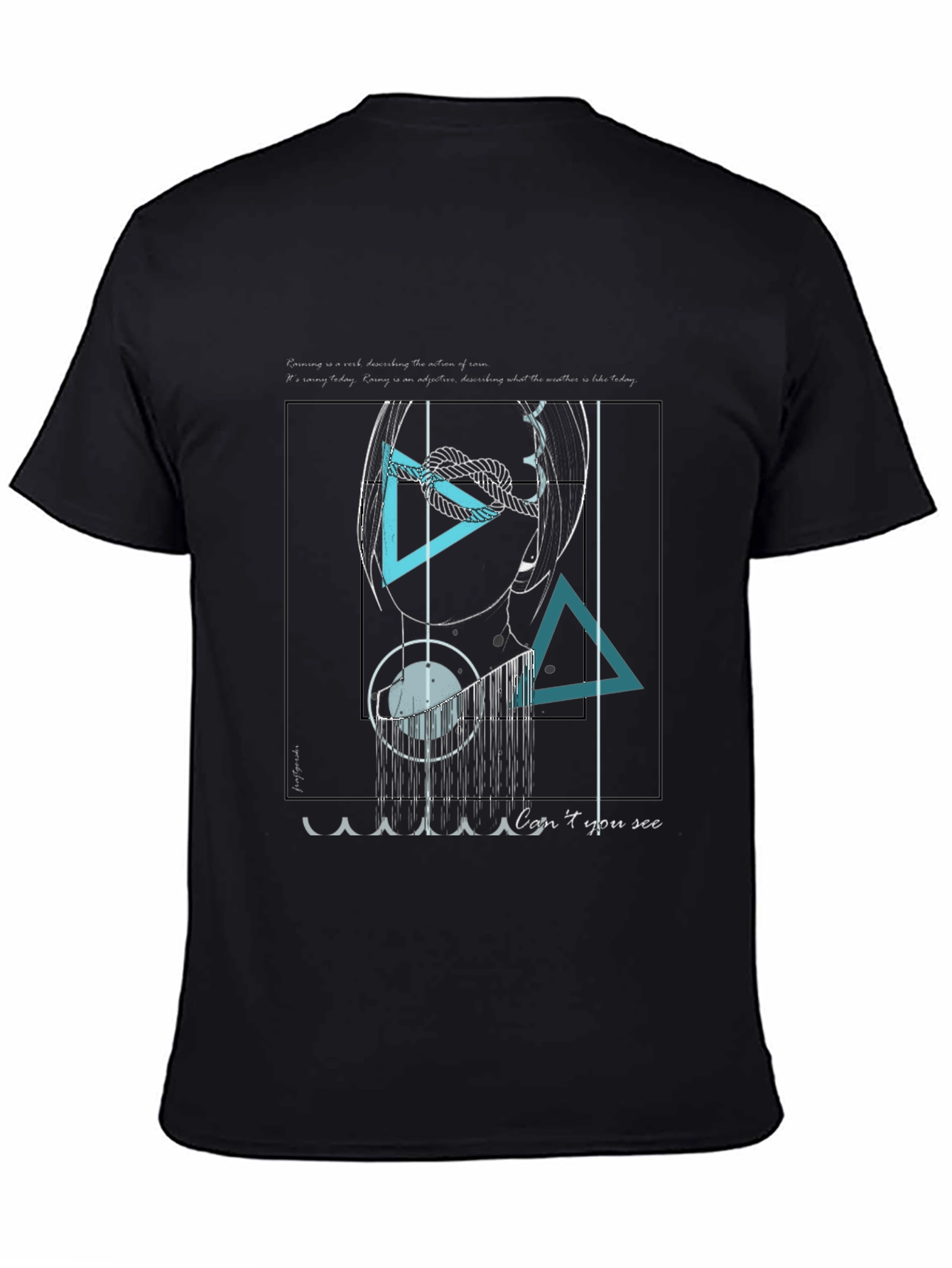 Black Abstract Geometric Graphic Black T-Shirt view 4