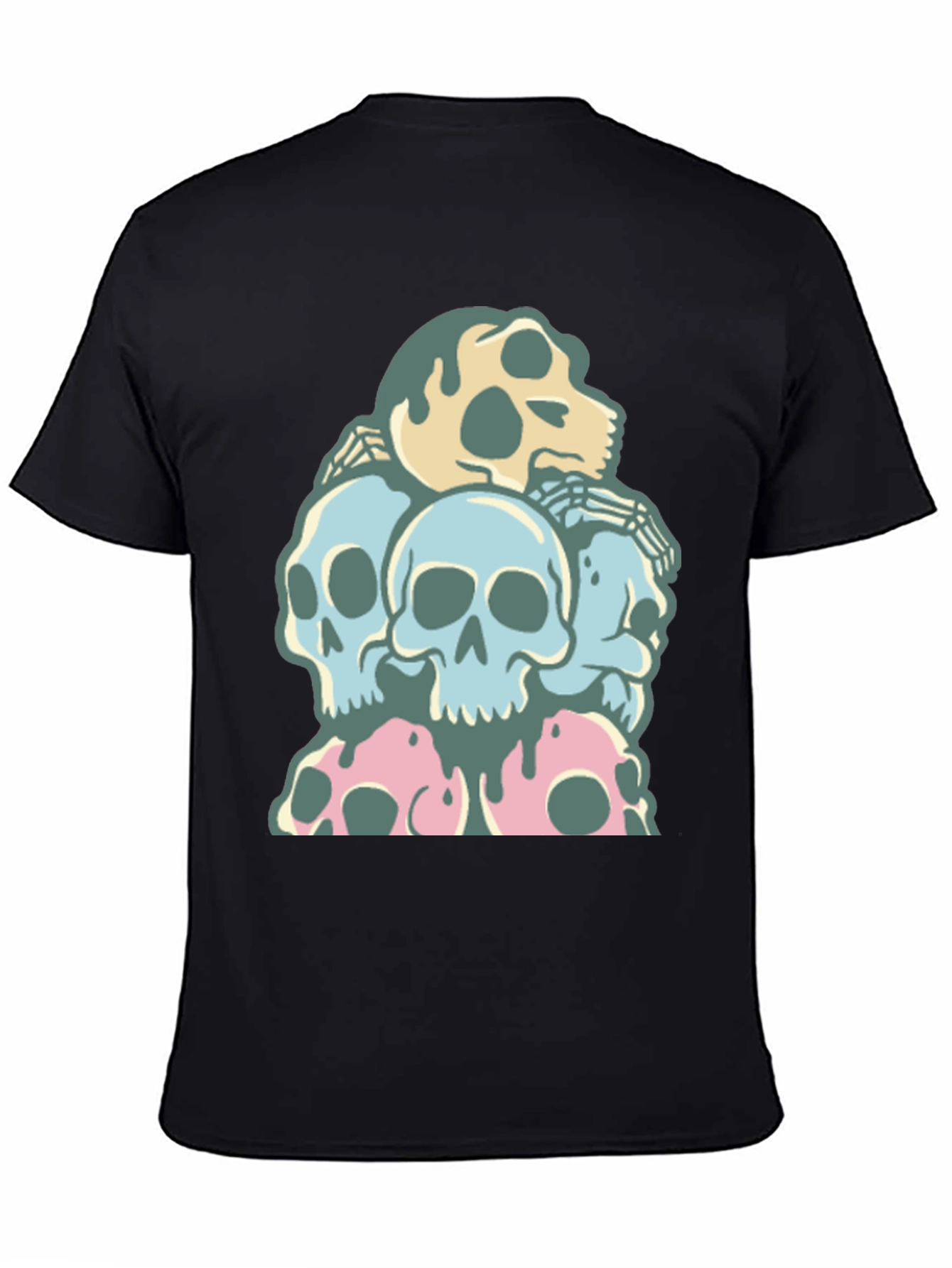 Black Skull Pile T-Shirt - Dark Humor Graphic Tee view 4