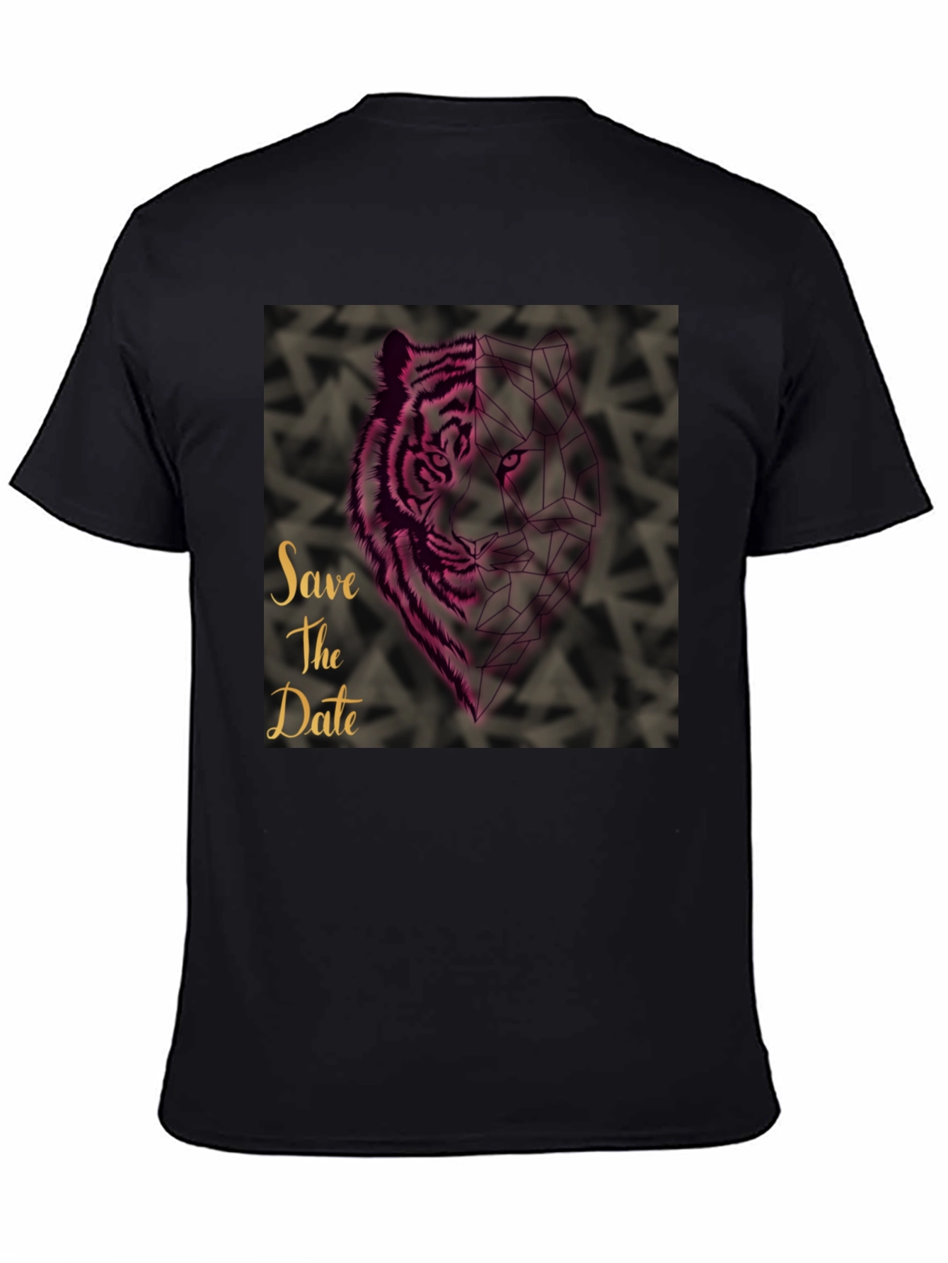 Black Save the Date Geometric Tiger Graphic T-Shirt view 4