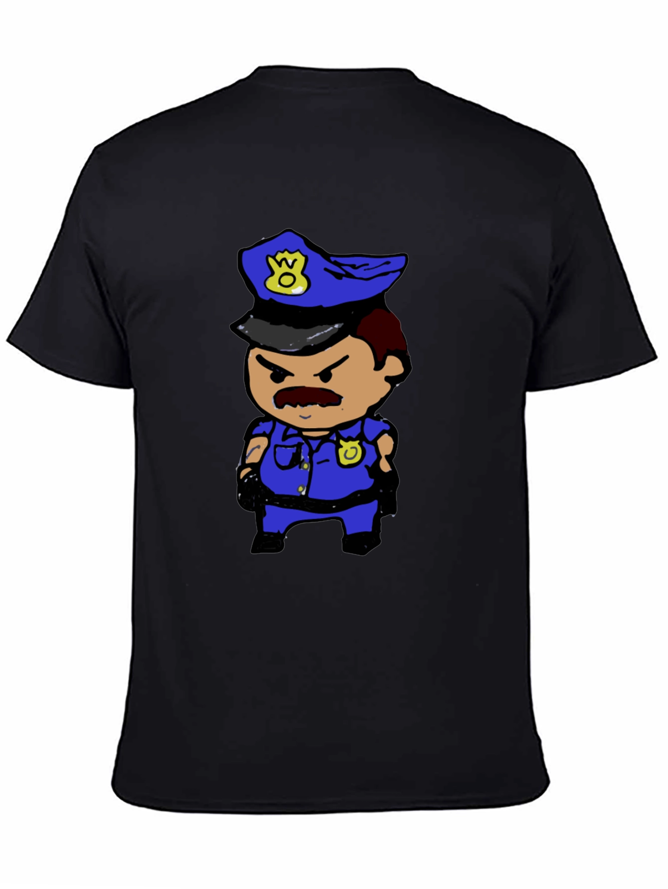 Black Cartoon Cop T-Shirt view 4