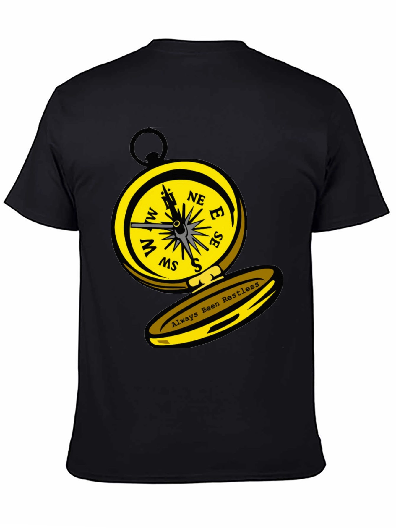 Black Always Been Restless Compass Graphic T-Shirt view 4