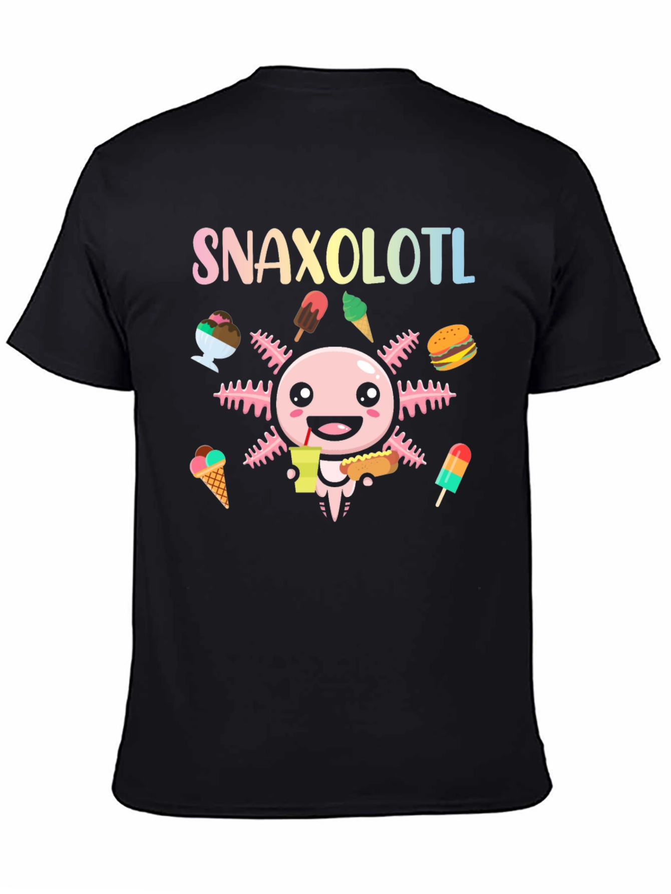 Black Snaxolotl Axolotl Food Lover T-Shirt view 4
