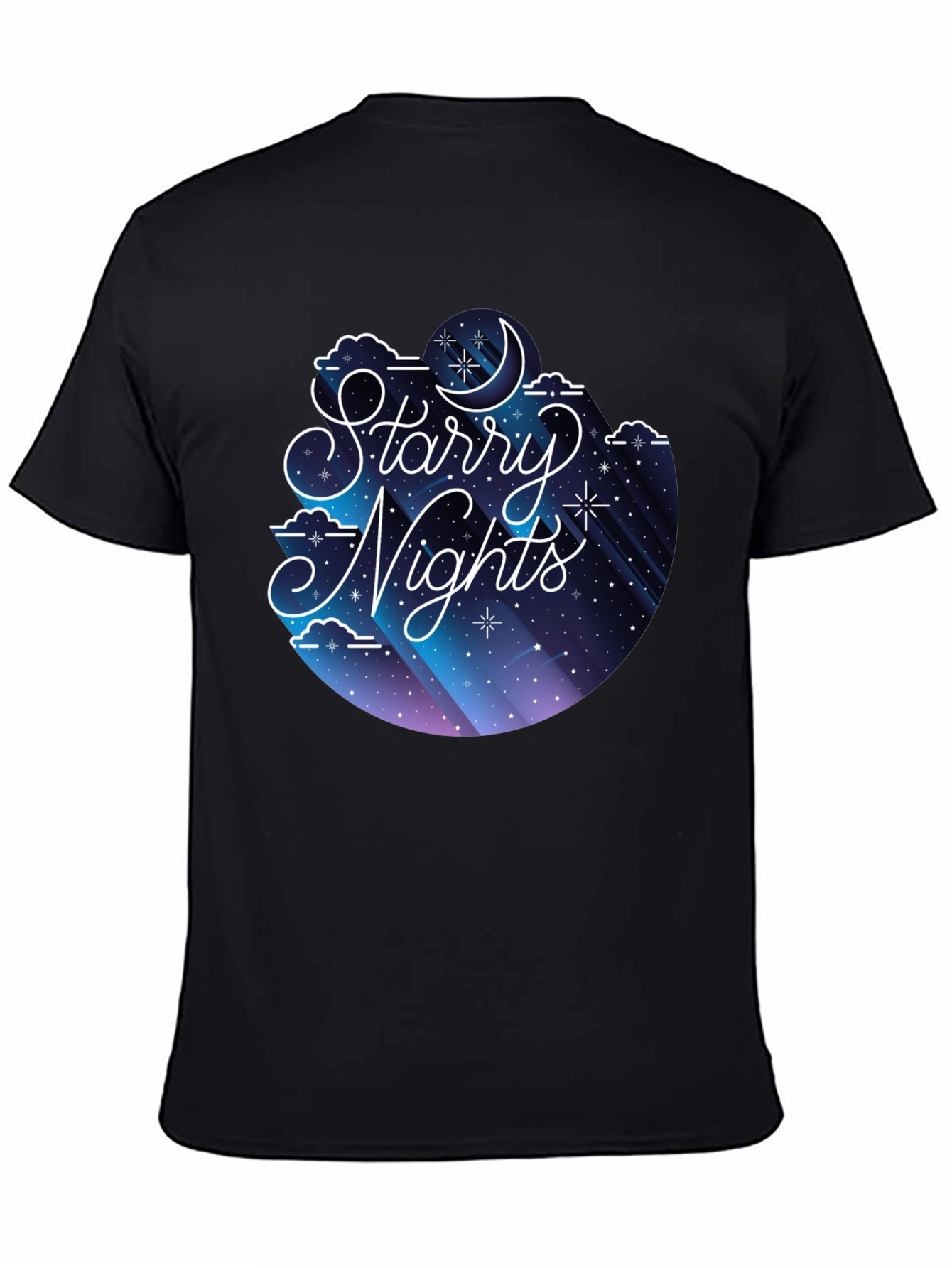 Black Starry Nights Graphic Tee - Soft Cotton Blend view 4