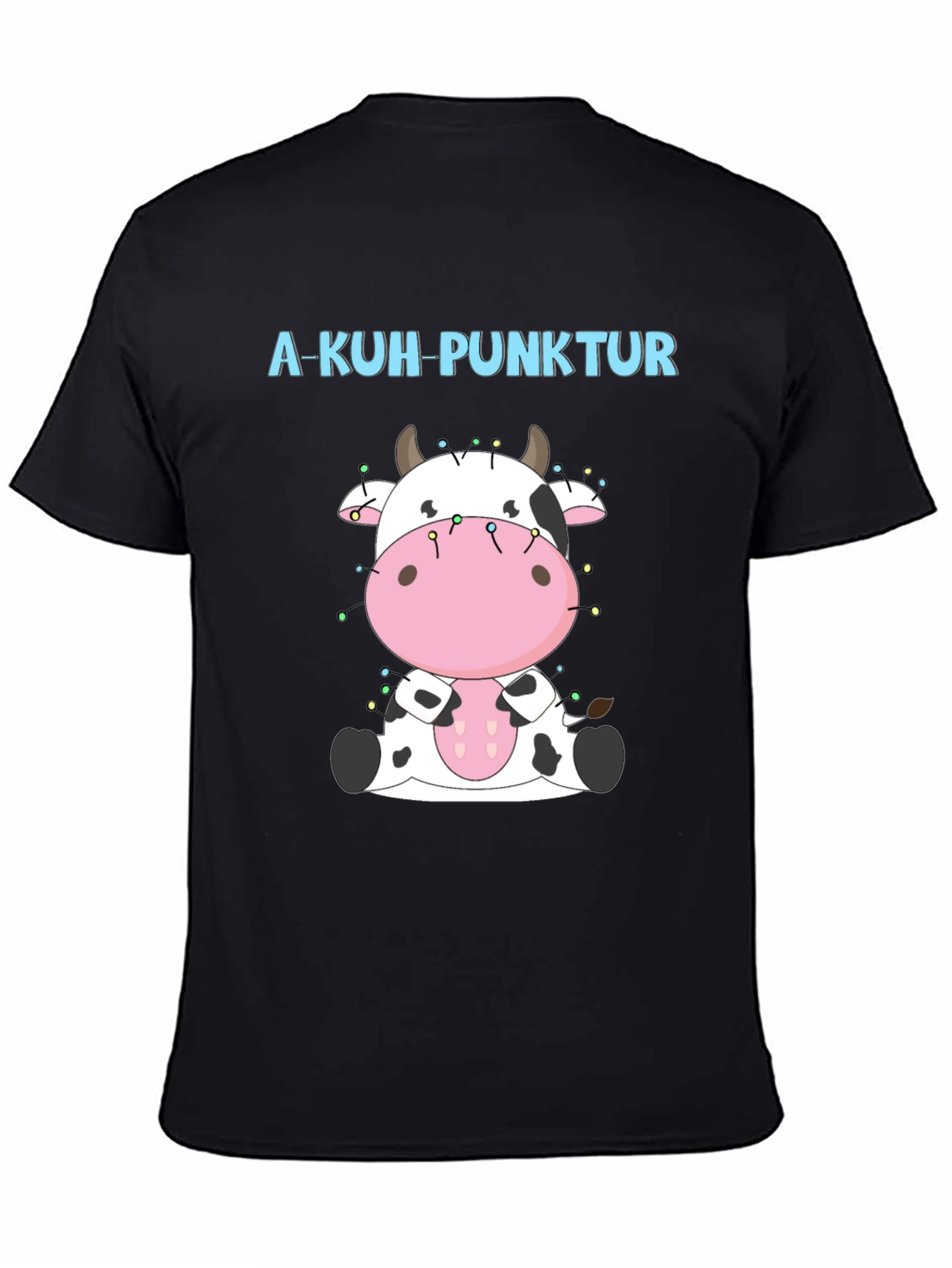 Black A-Kuh-Punktur Cow Christmas T-Shirt view 4