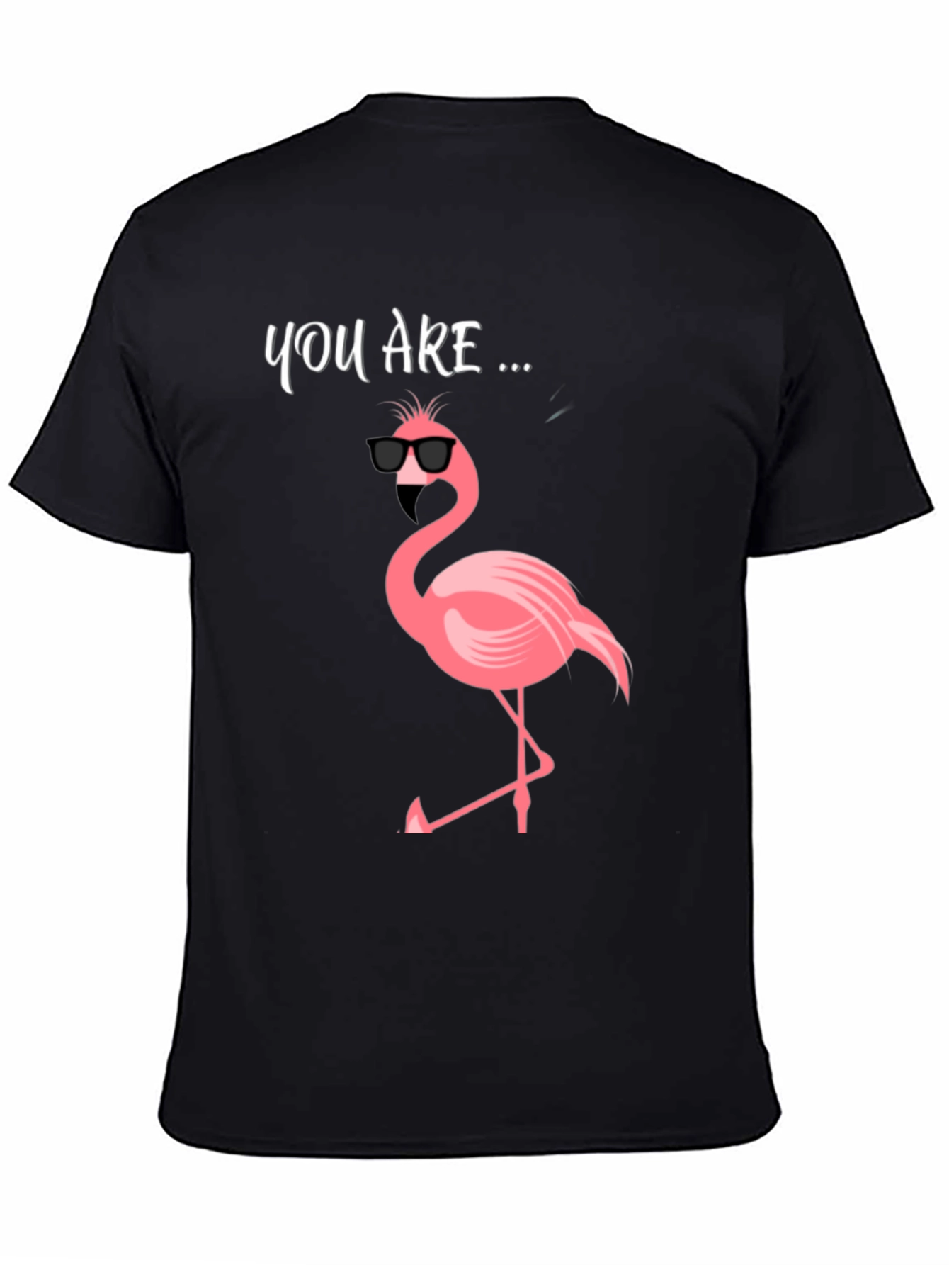 Black Cool Flamingo Graphic Tee - Men's Black T-Shirt view 4