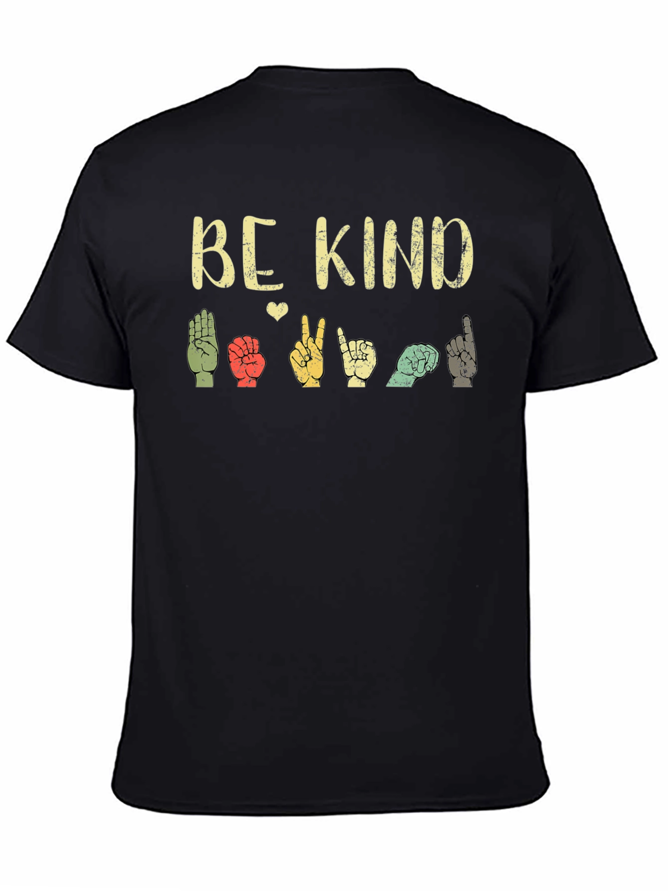 Black Be Kind Sign Language T-Shirt - Comfort Fit view 4