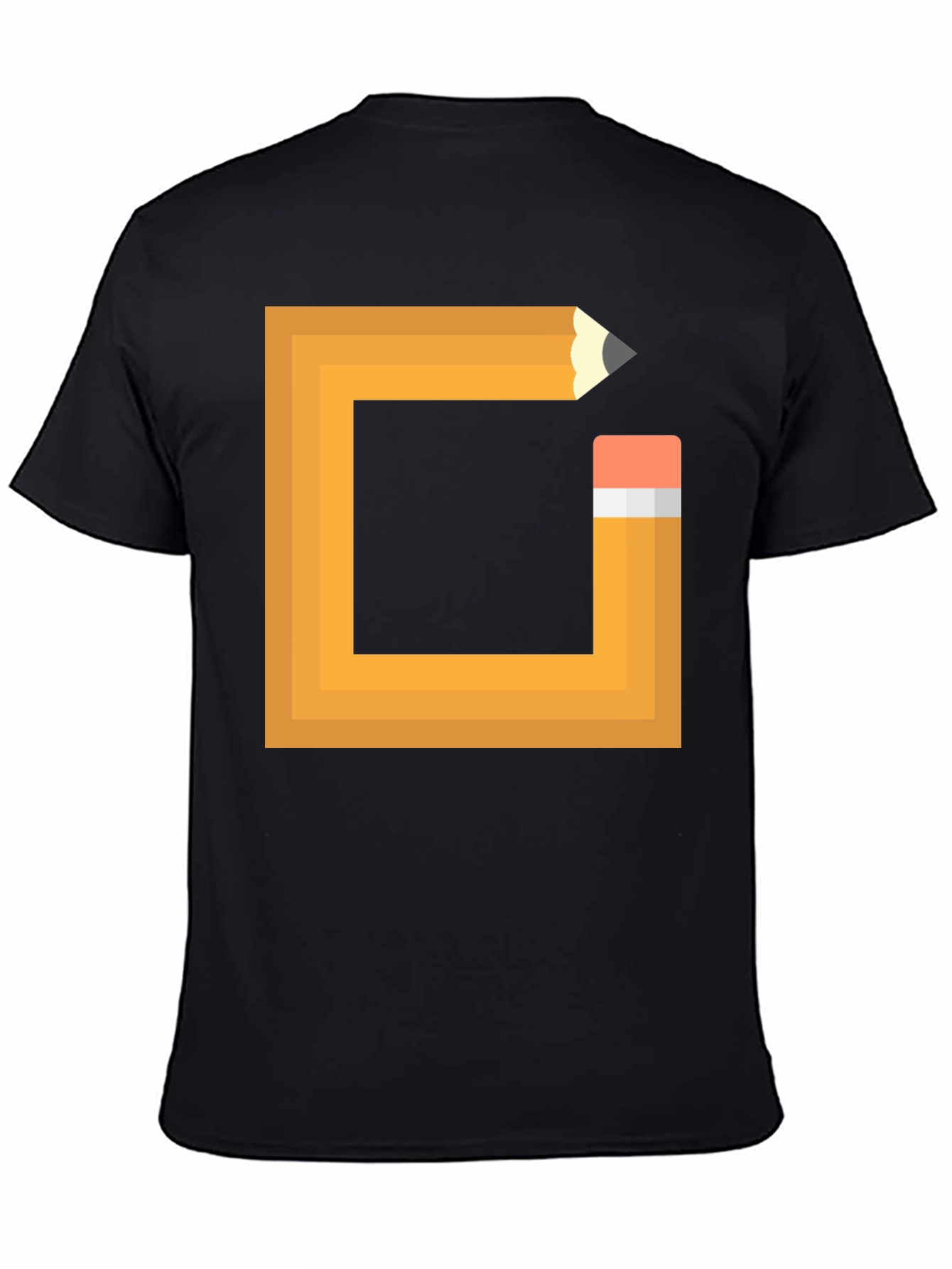 Black Pencil Design Black T-Shirt - Graphic Tee view 4