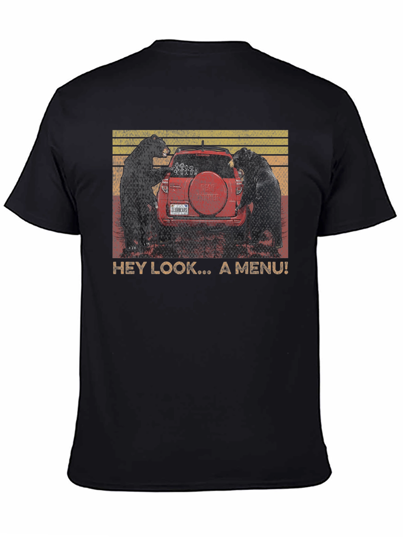 Black Bears & Car T-Shirt - "Hey Look, A Menu!" Humor Tee view 4