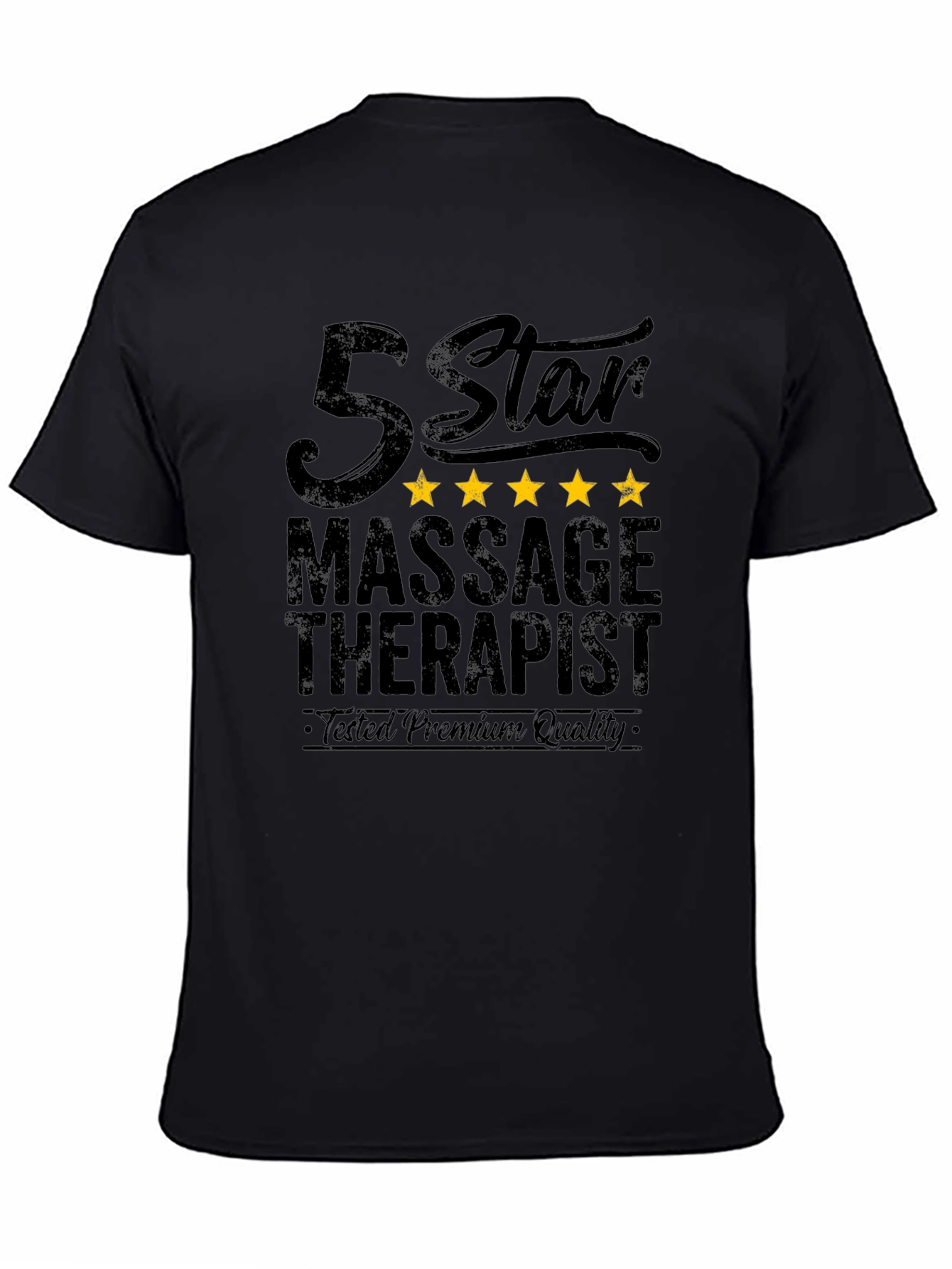 Black 5 Star Massage Therapist Graphic T-Shirt view 4
