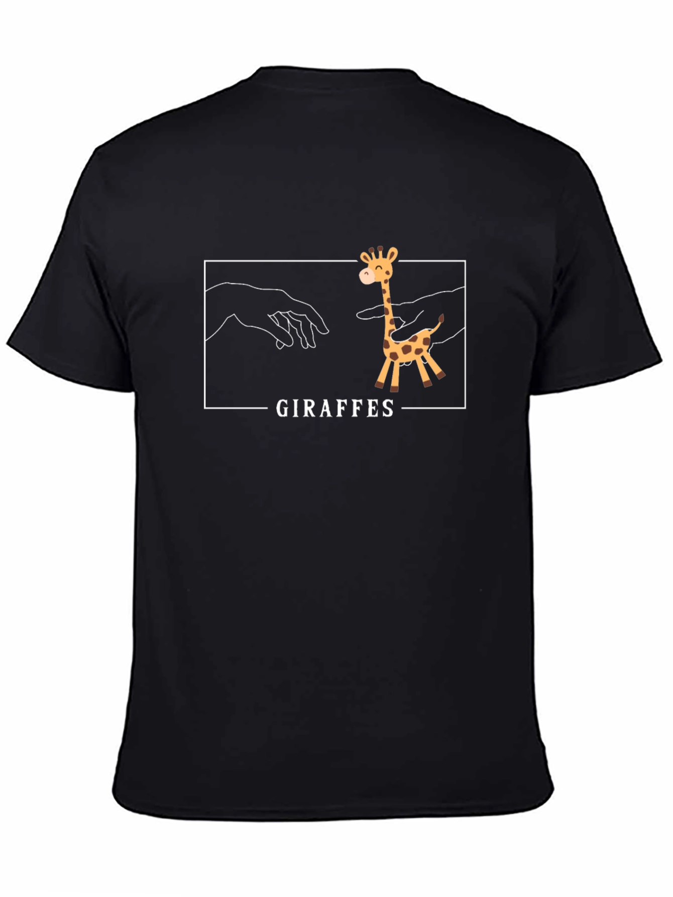 Black Giraffes Funny Graphic T-Shirt - Black view 4