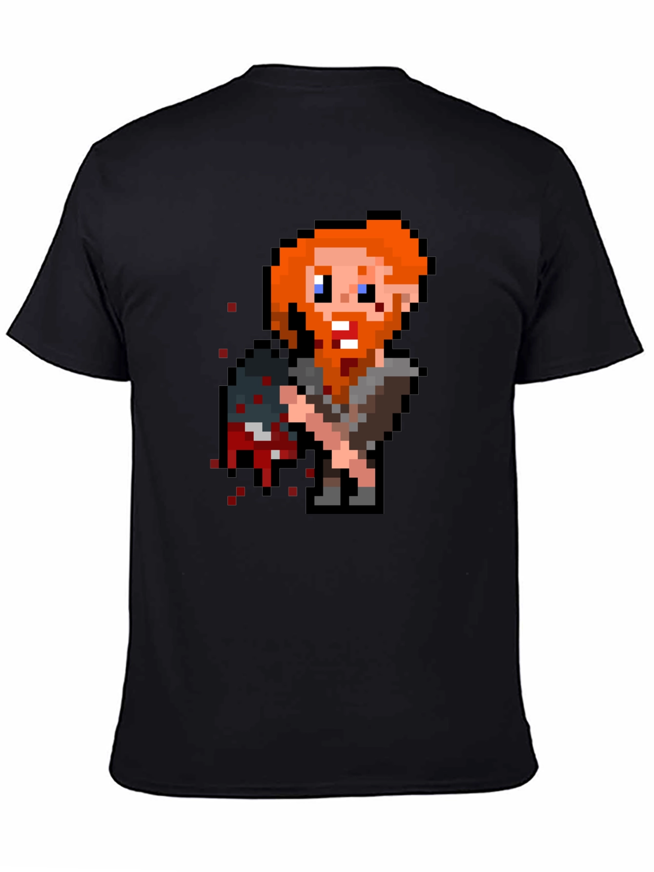Black Pixelated Viking T-Shirt - Retro Gaming Tee view 4