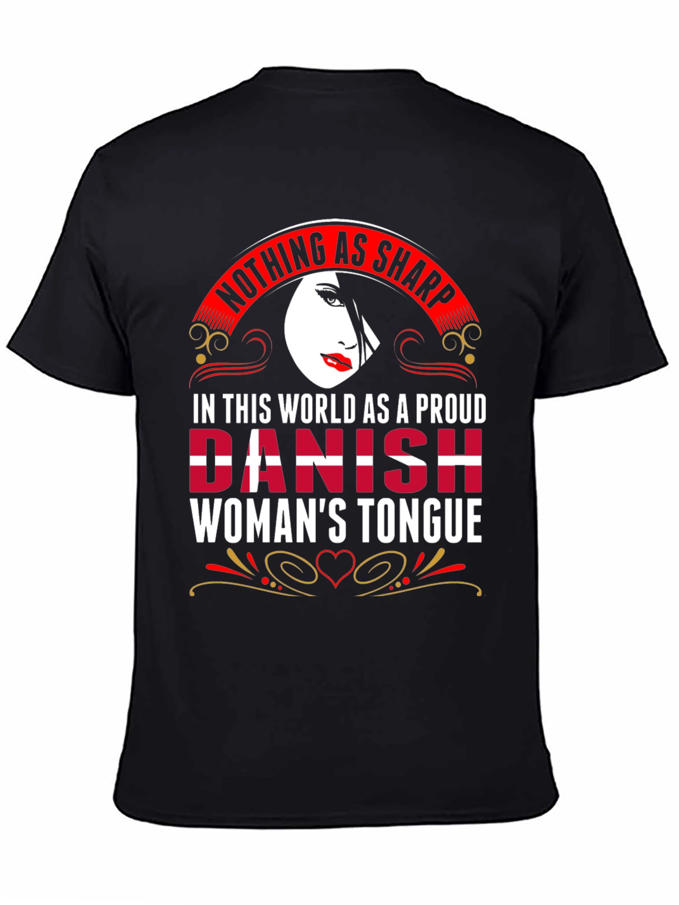 Black Proud Danish Woman's Tongue Graphic Tee view 4