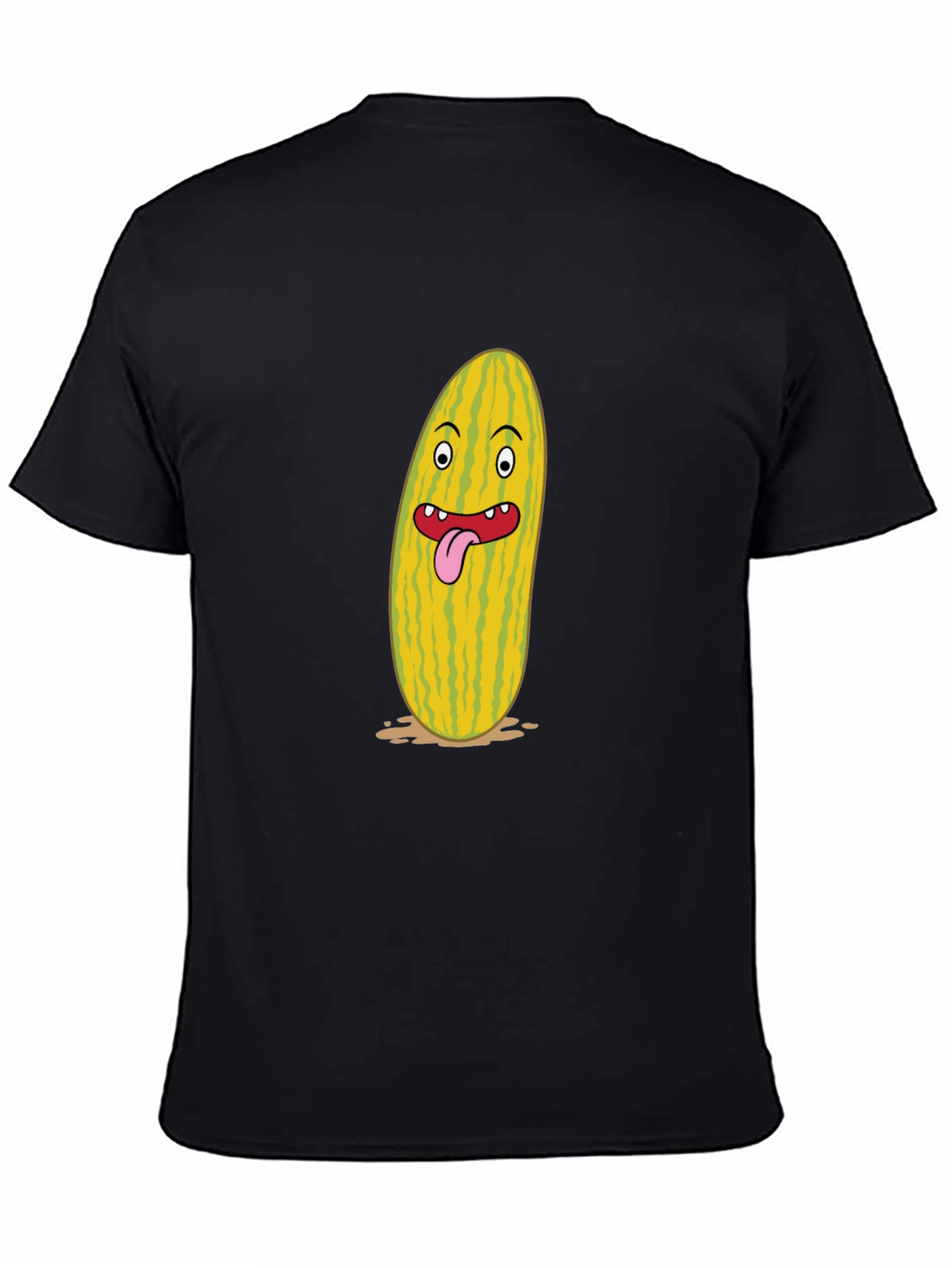 Black Funny Cartoon Pickle Graphic Black T-Shirt view 4