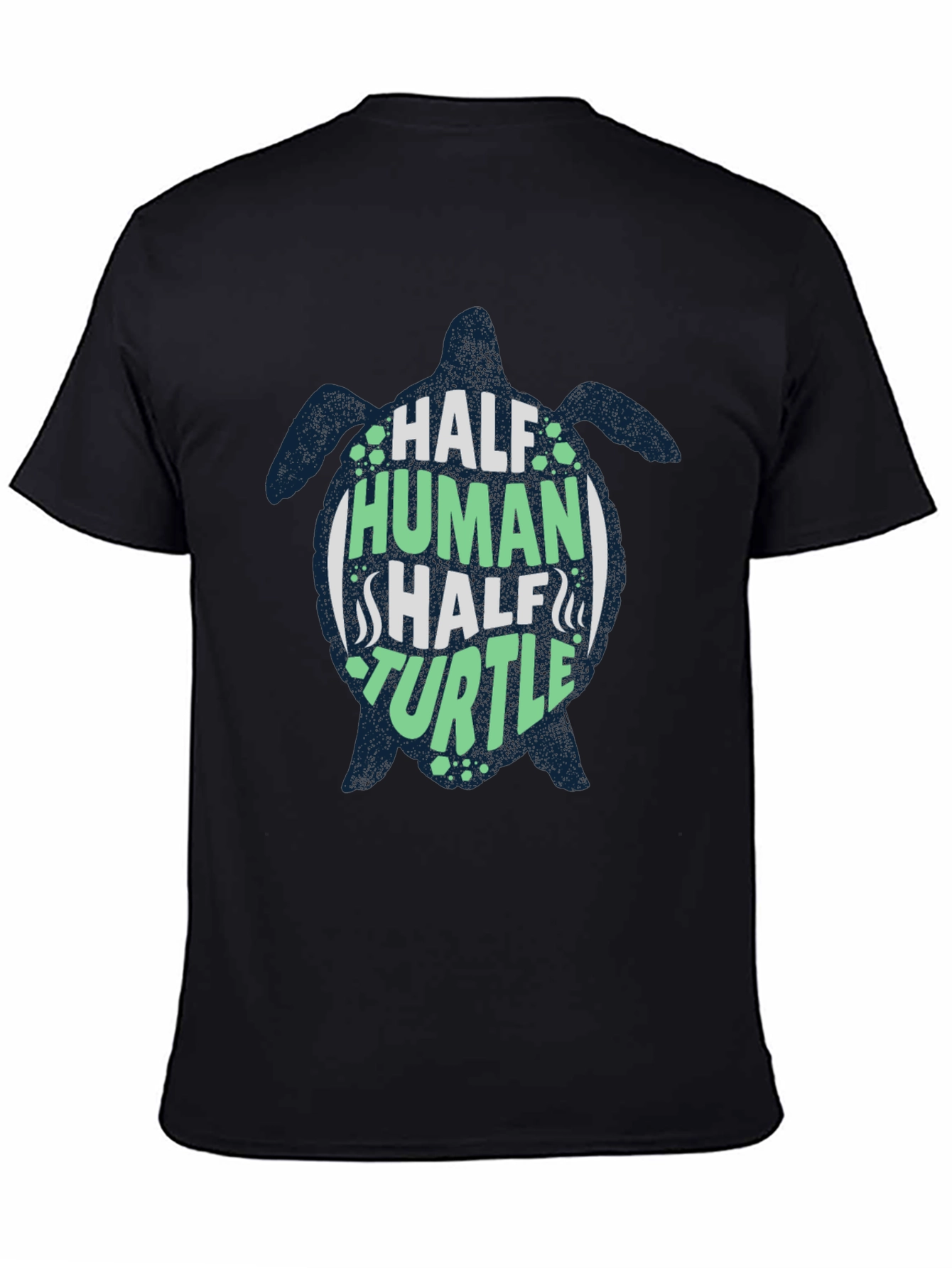 Black Half Human Half Turtle Black Graphic T-Shirt view 4