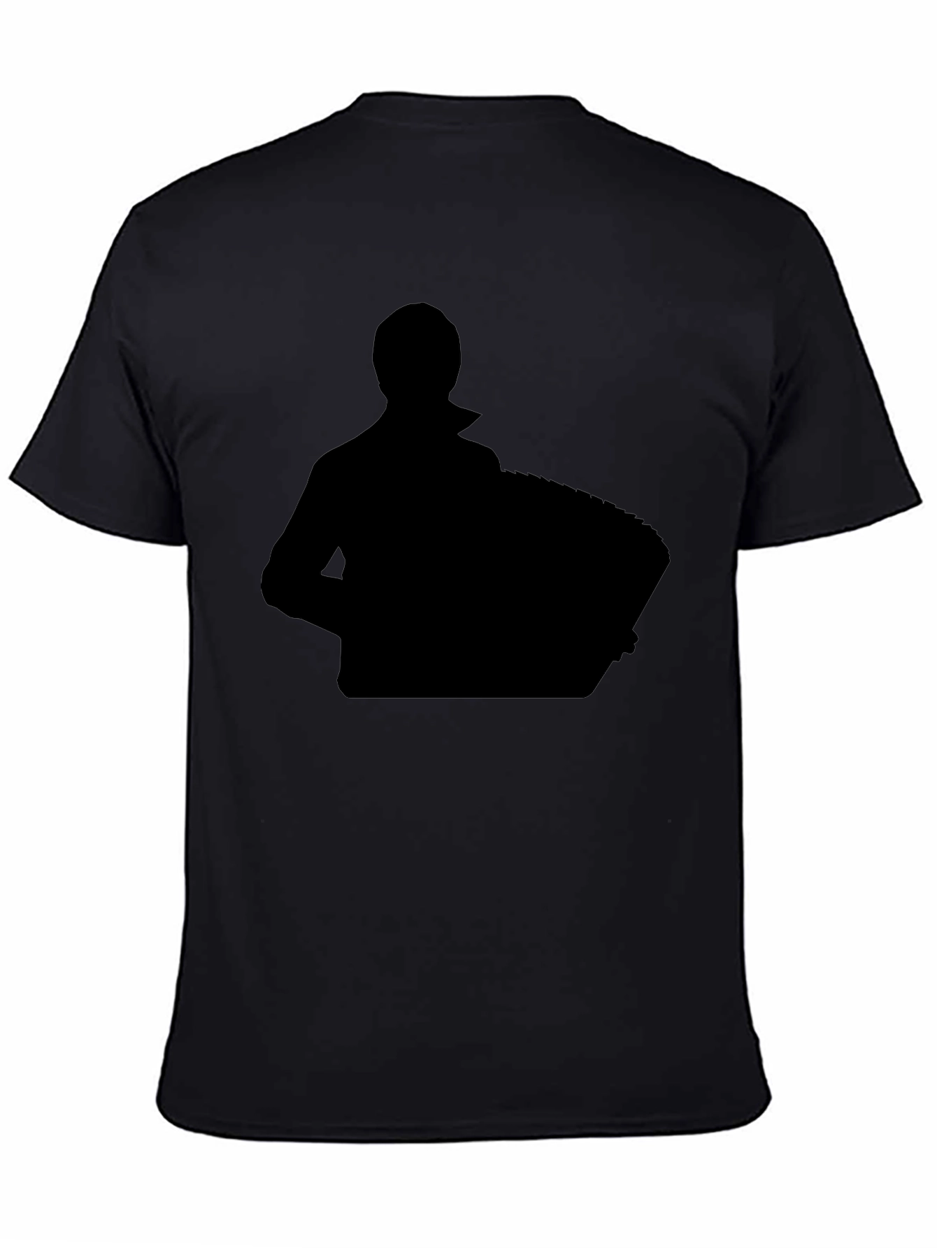 Black Silhouette Accordion Player T-Shirt - Black view 4