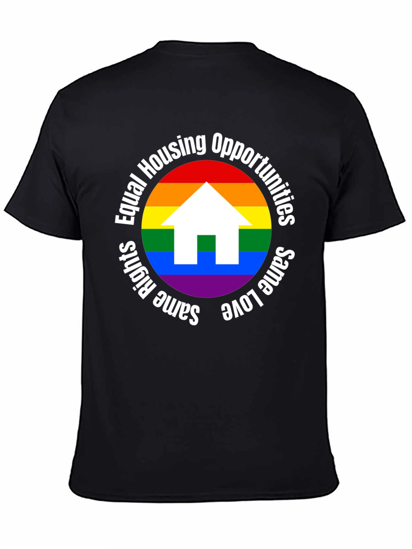 Black Equal Housing Opportunities Rainbow Pride T-Shirt view 4