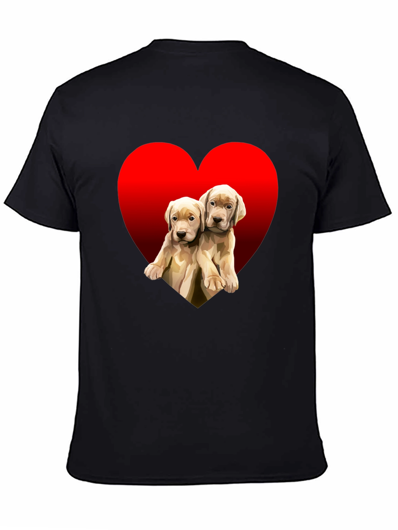 Black Puppy Love Heart Tee - Adorable Dog T-Shirt view 4