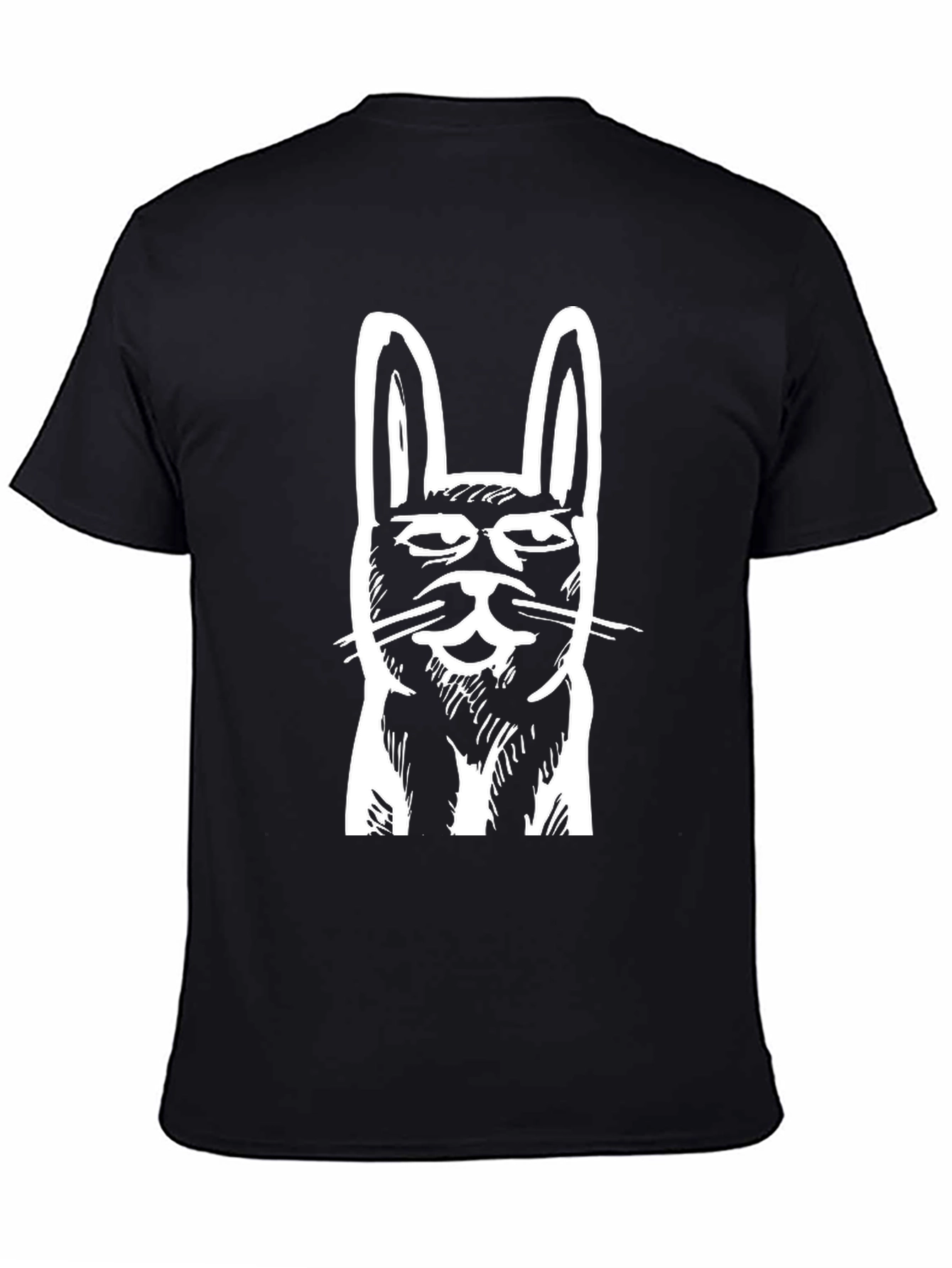 Black Cool Rabbit Graphic Black T-Shirt view 4