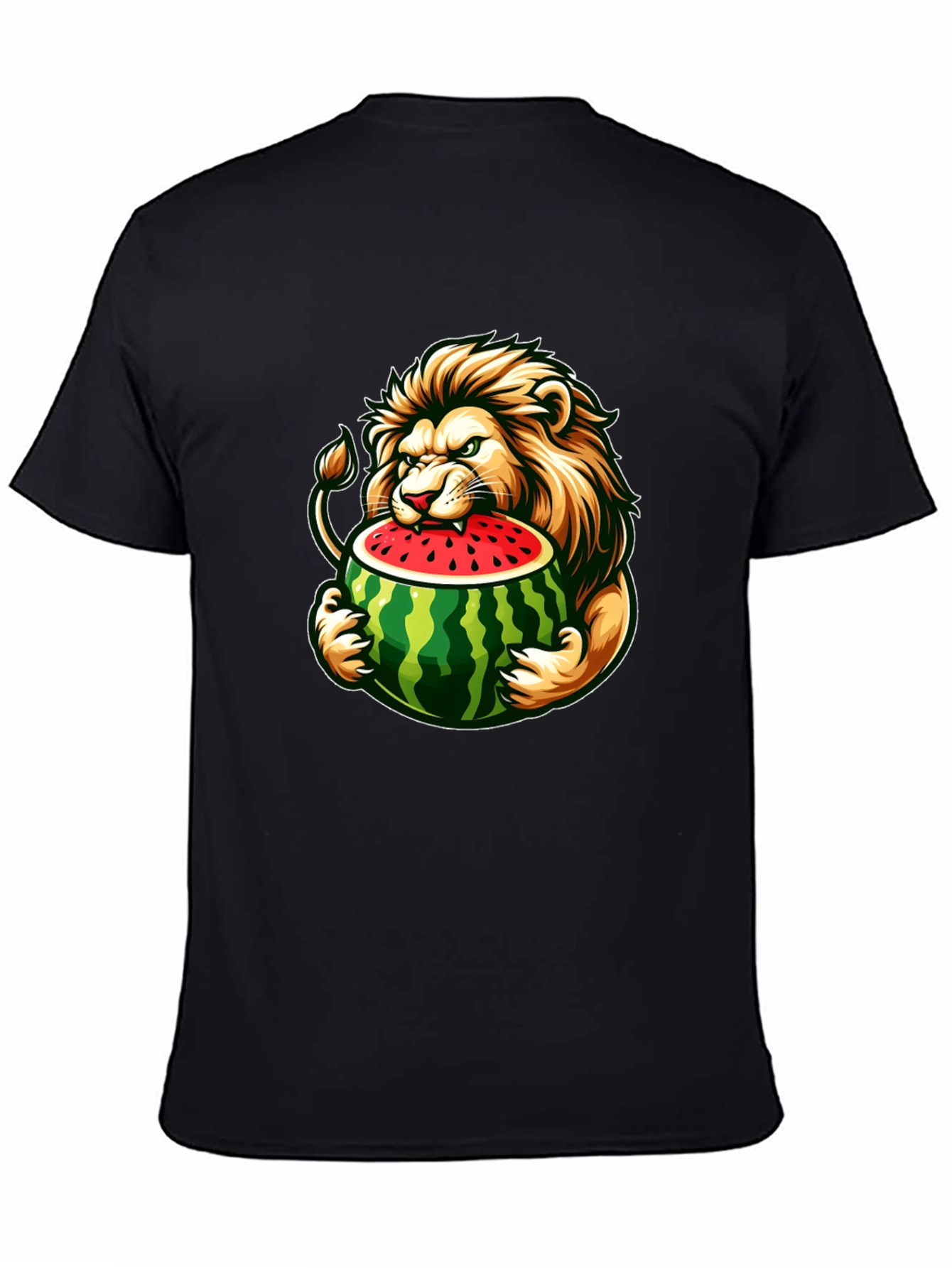 Black Lion Eating Watermelon Graphic Tee view 4