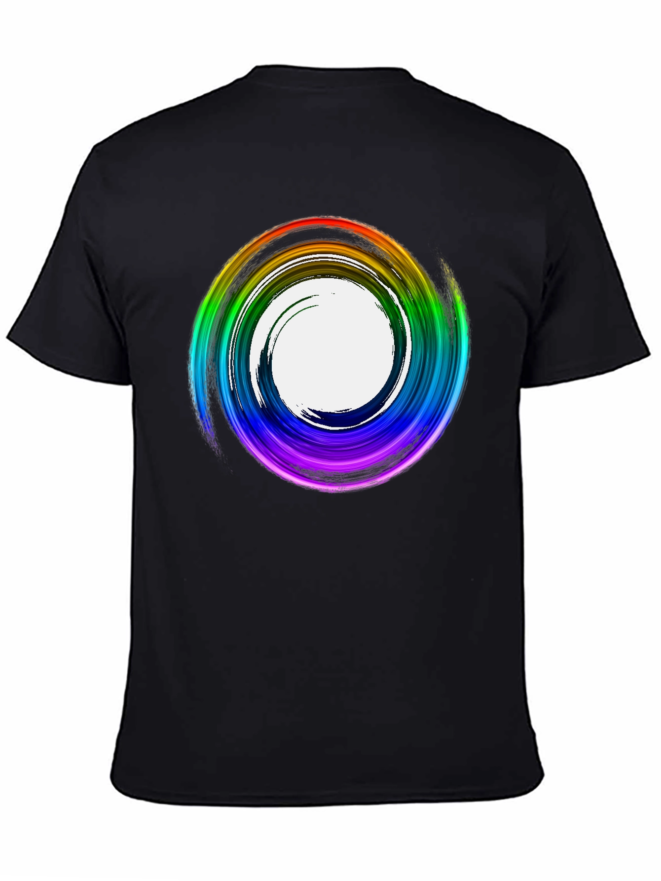 Black Rainbow Swirl Graphic Tee - Stylish Casual Top view 4