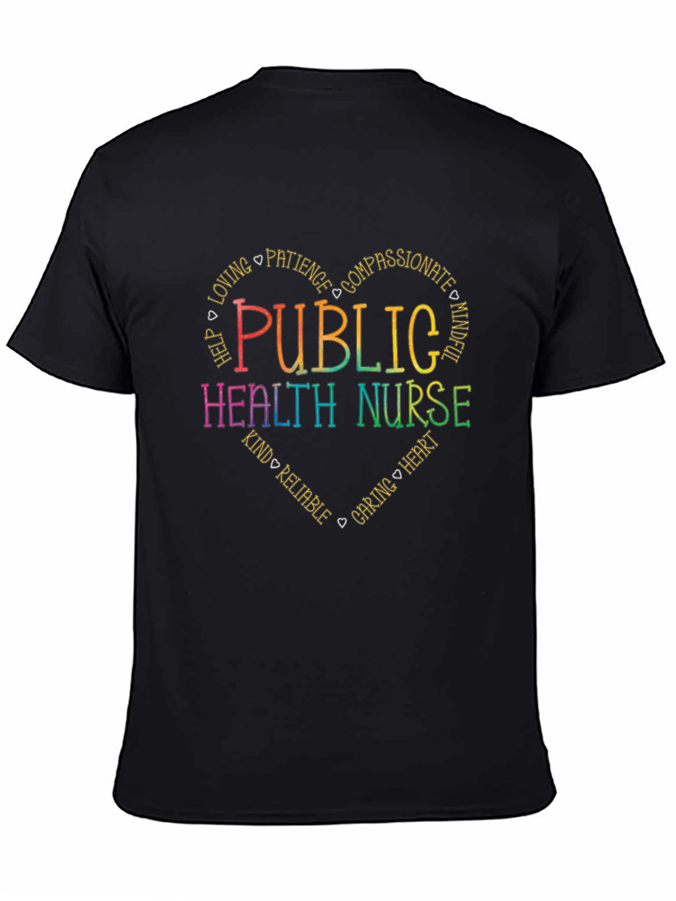 Black Public Health Nurse Heart T-Shirt - Caring & Compassionate view 4