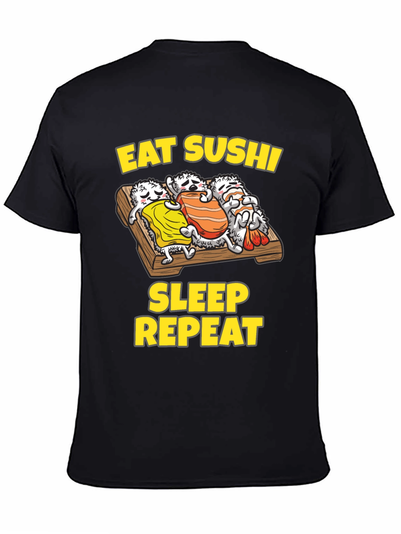 Black Eat Sushi Sleep Repeat Graphic Tee view 4