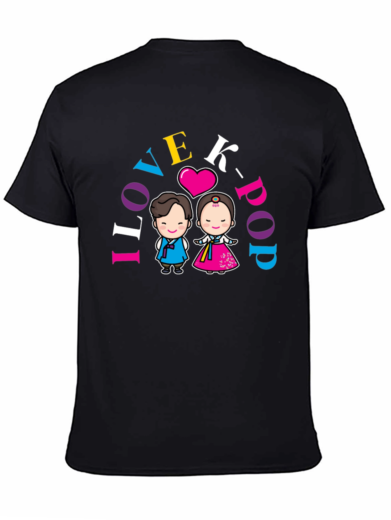 Black I Love K-Pop T-Shirt view 4