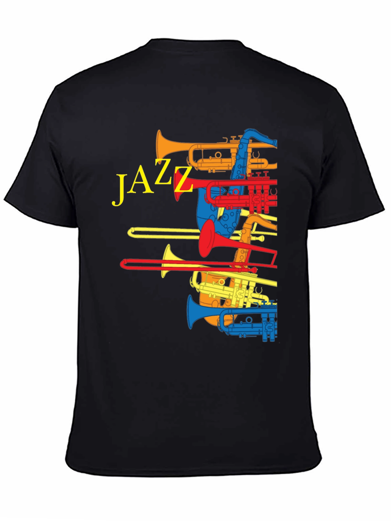Black Jazz Instrument T-Shirt - Colorful Music Tee view 4