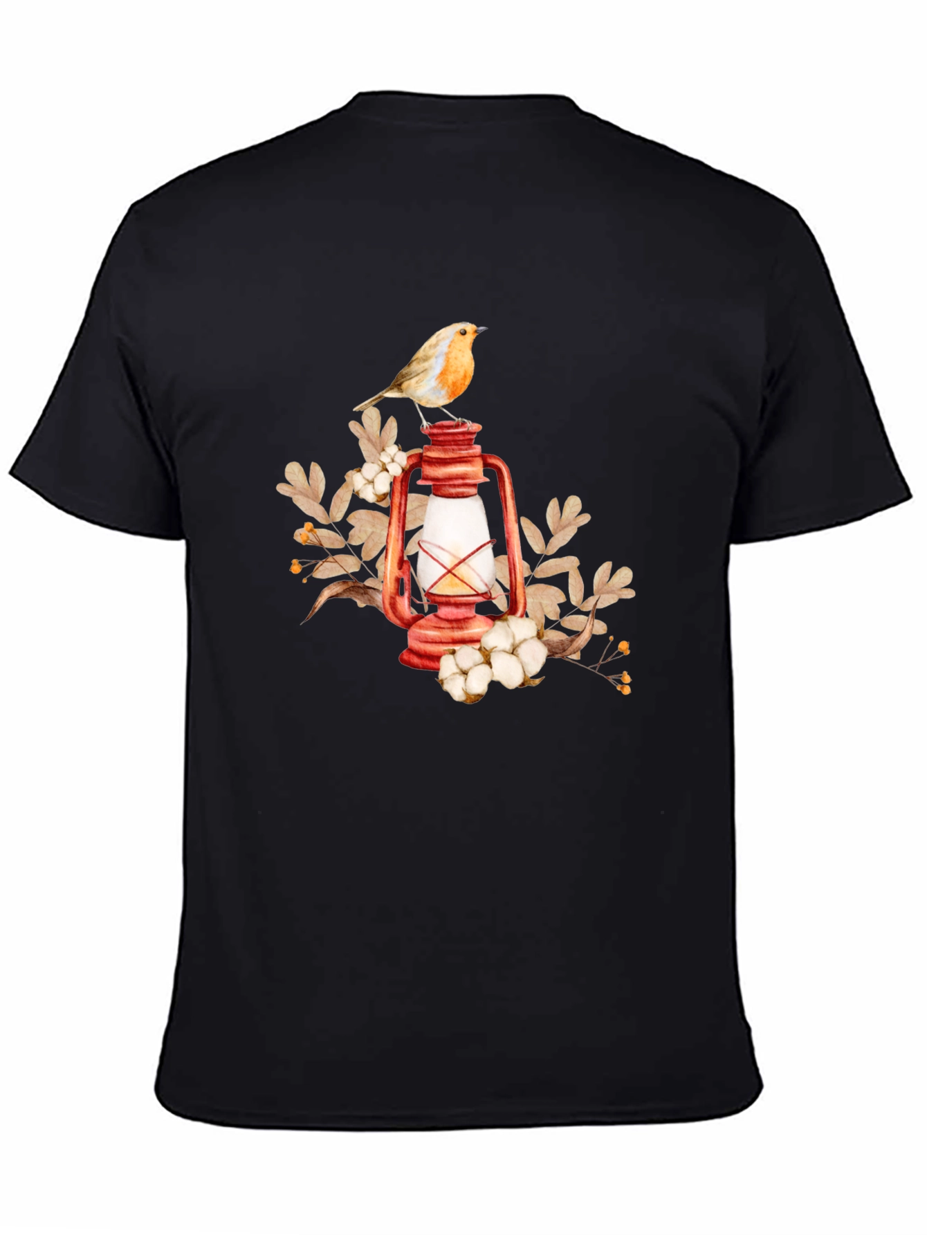 Black Bird on Lantern Graphic Tee - Black view 4