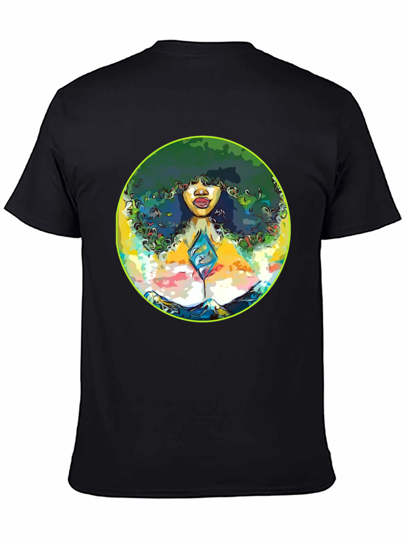 Black Afro Woman Graphic Tee - Artistic Portrait T-Shirt view 4