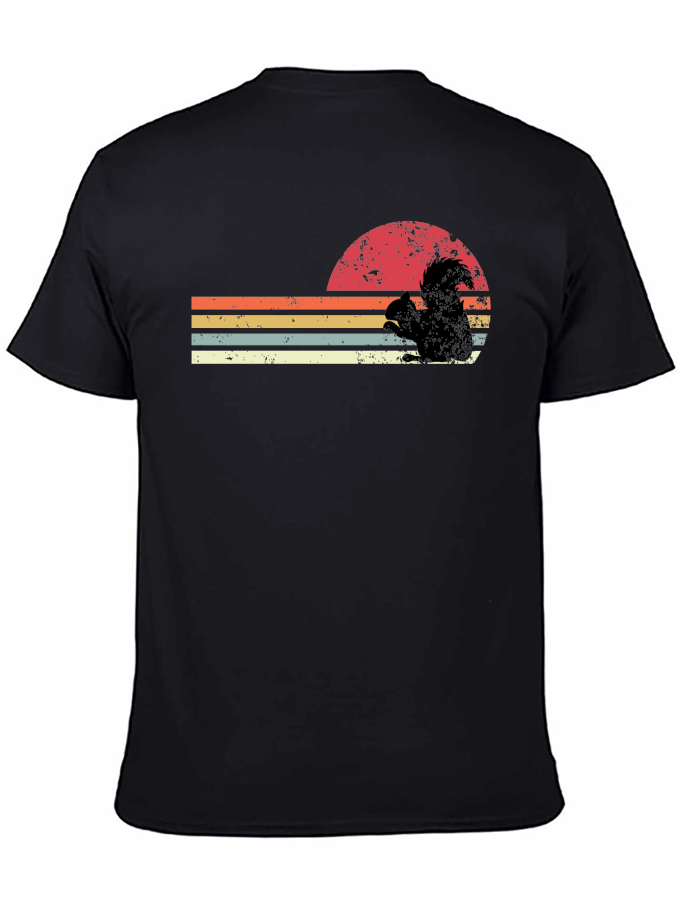 Black Retro Squirrel Sunset Graphic Tee - Black view 4