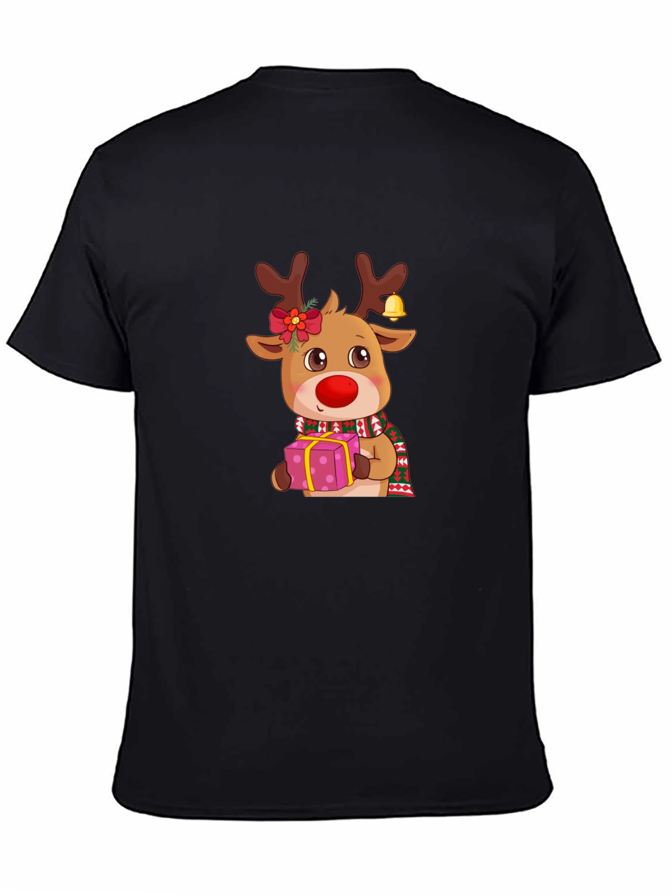 Black Christmas Reindeer Graphic Tee view 4