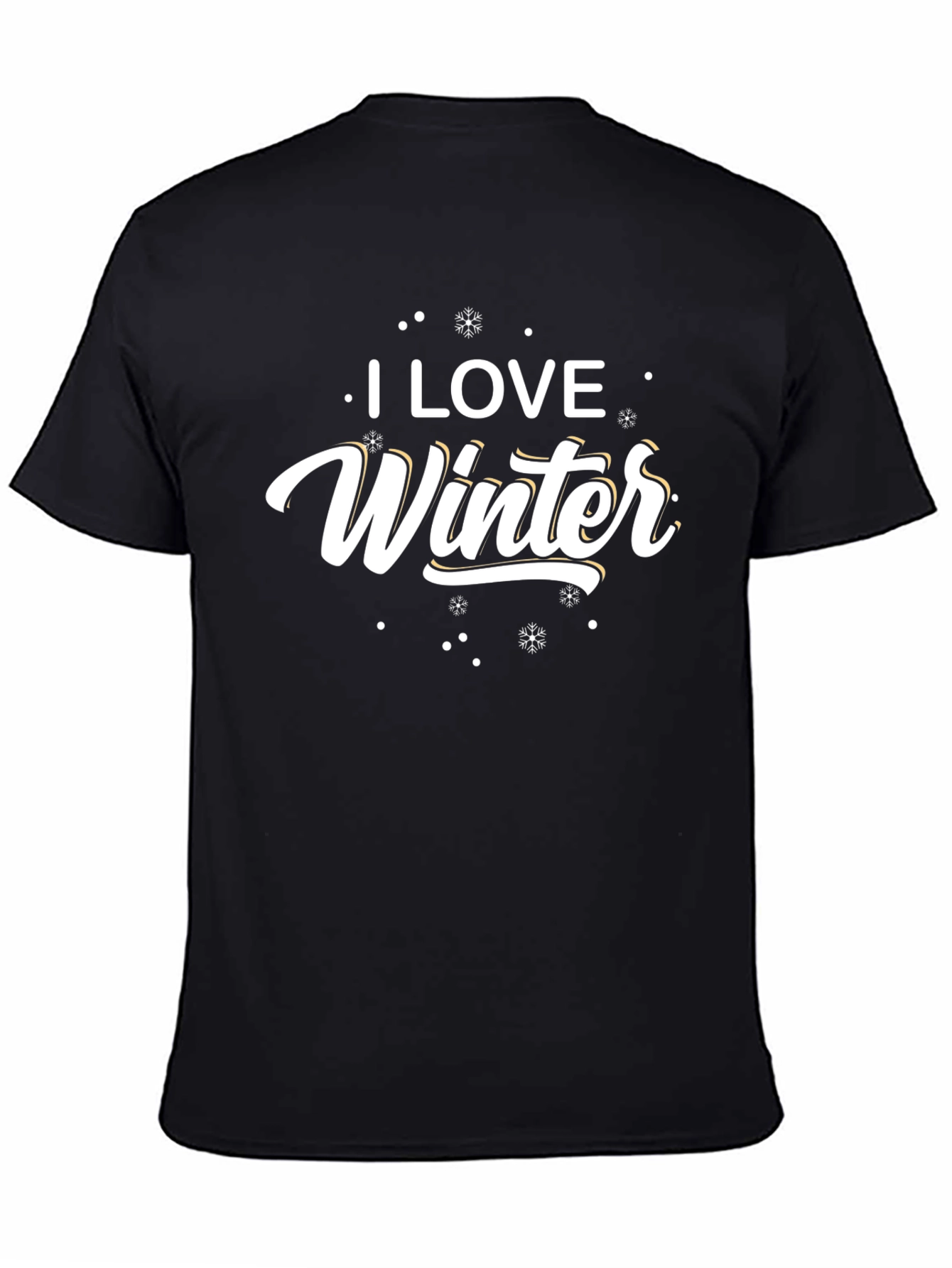 Black I Love Winter Black Graphic T-Shirt view 4