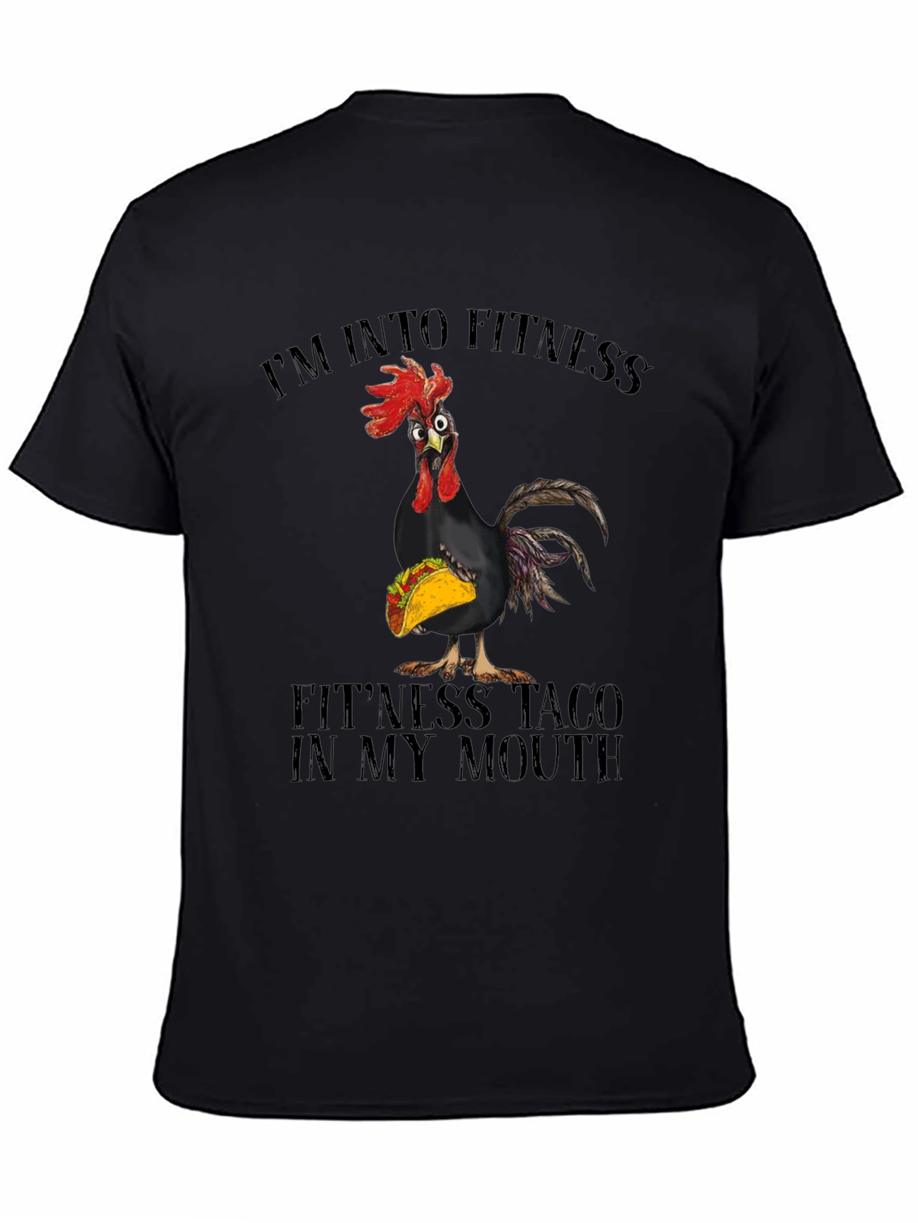 Black Fitness Taco Chicken Graphic Tee view 4