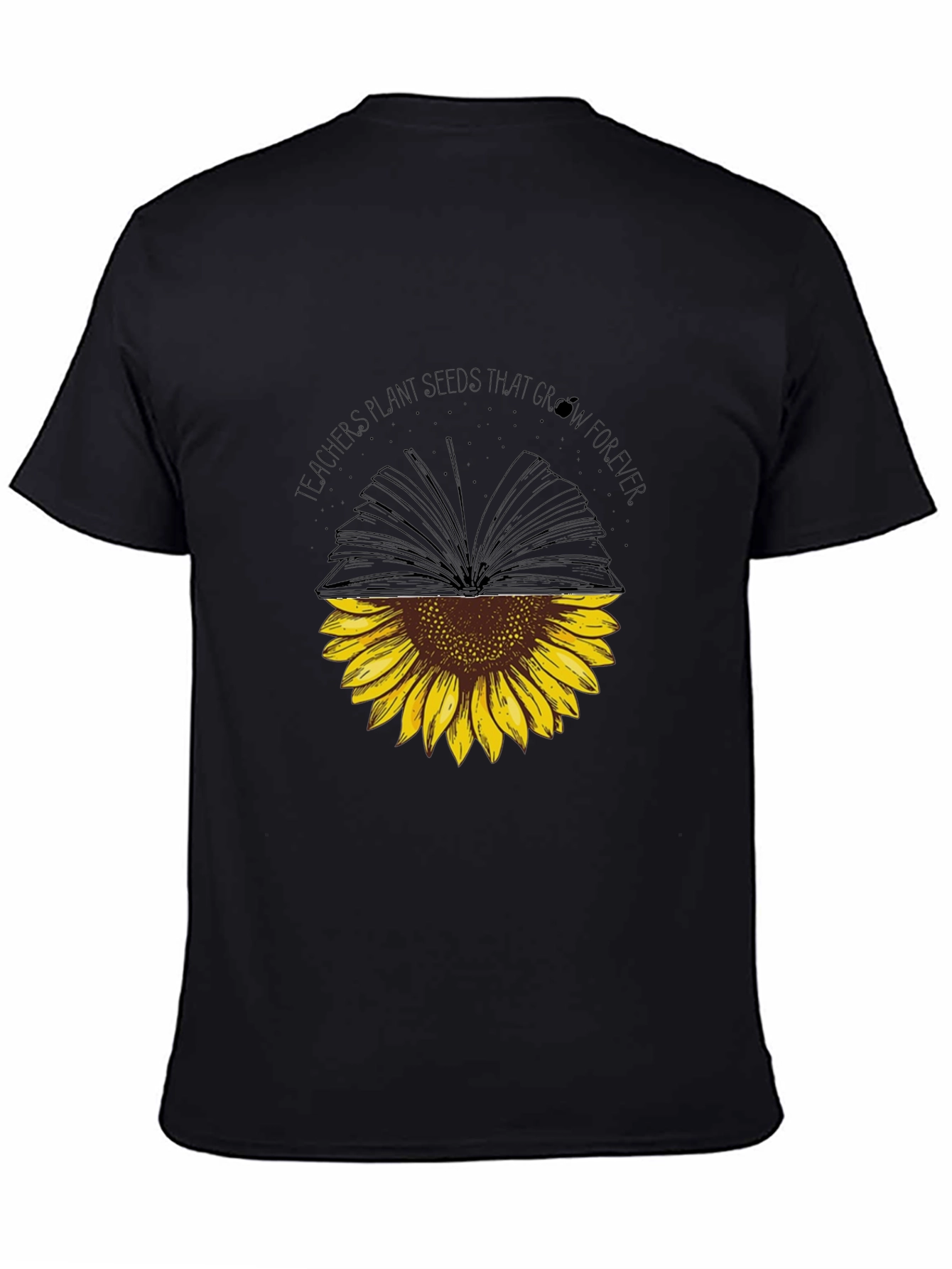 Black Teacher's Plant Seeds Sunflower Book T-Shirt view 4
