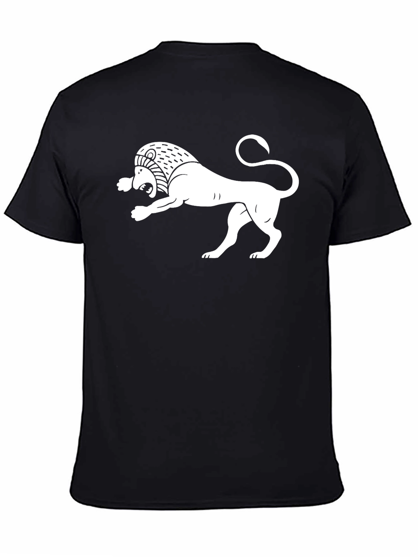 Black Black T-Shirt with White Armenian Lion Design view 4
