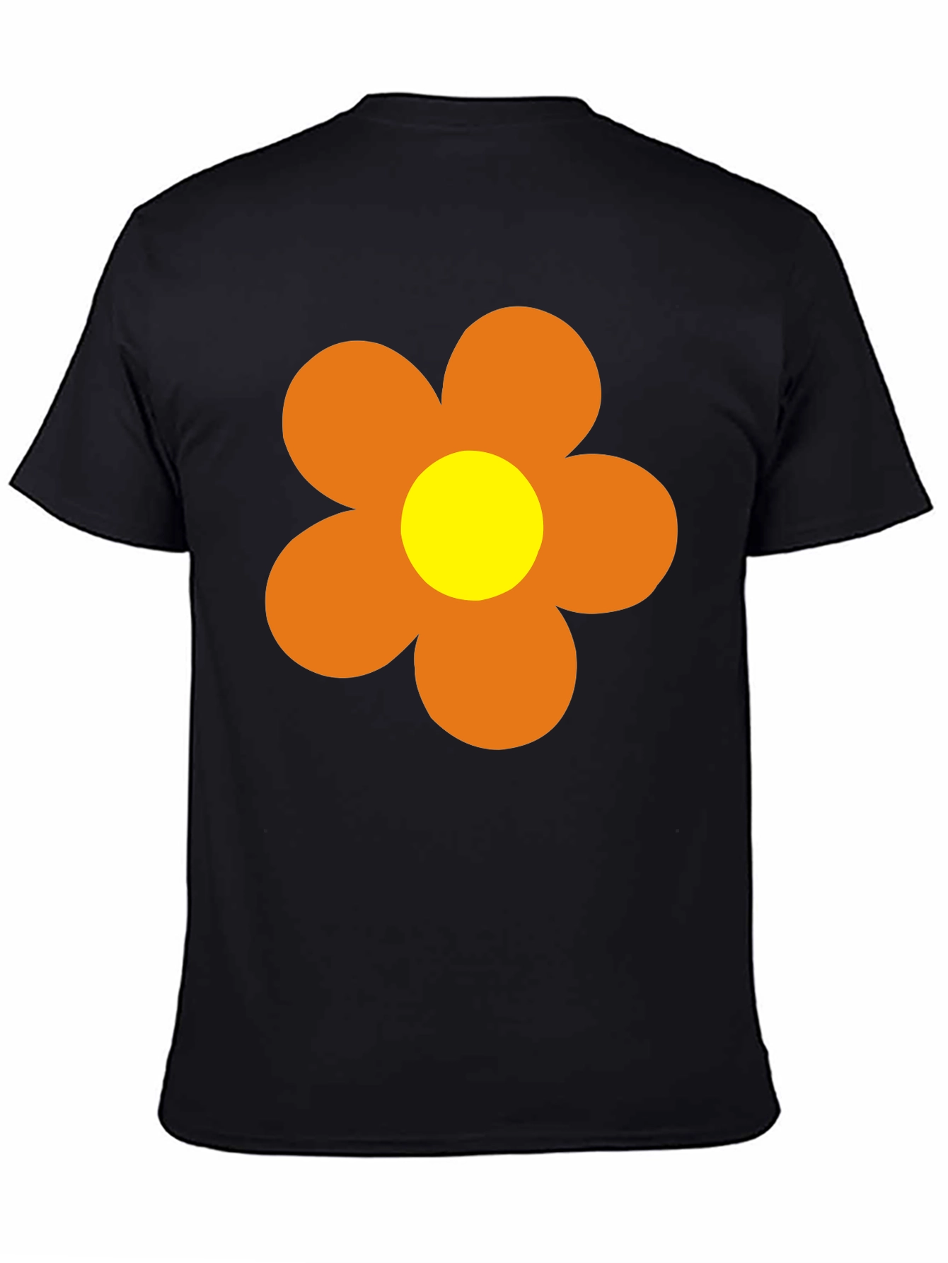 Black Retro Flower Power T-Shirt - 60s 70s Style view 4