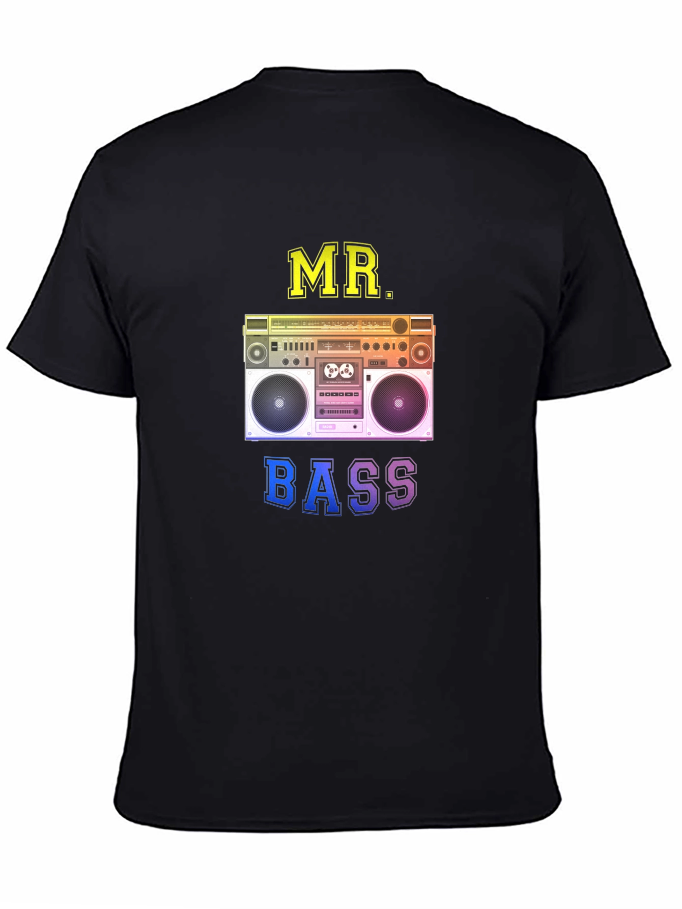 Black Mr. Bass Retro Boombox Graphic Tee - Black view 4