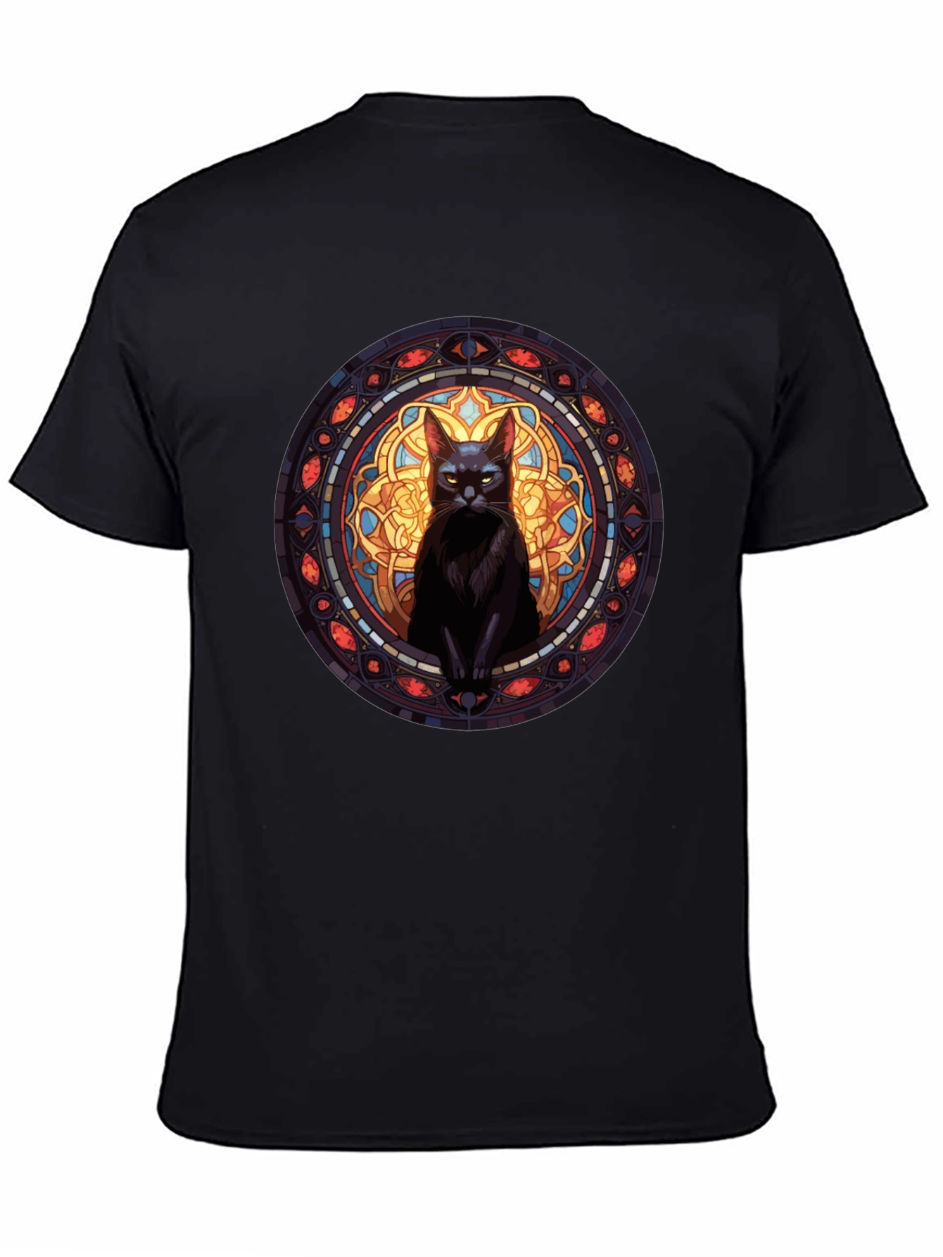 Black Stained Glass Cat Graphic Tee view 4