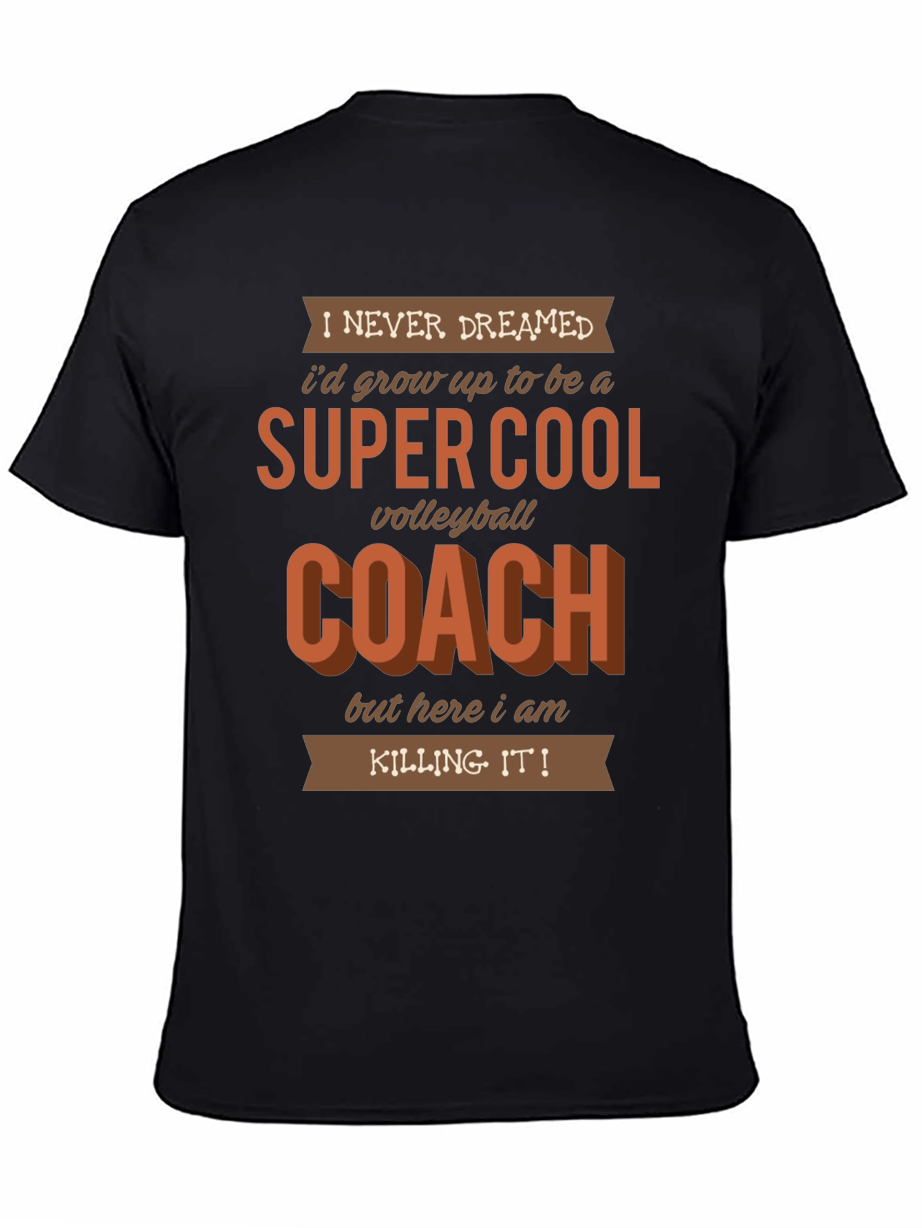Black Super Cool Volleyball Coach Graphic T-Shirt view 4