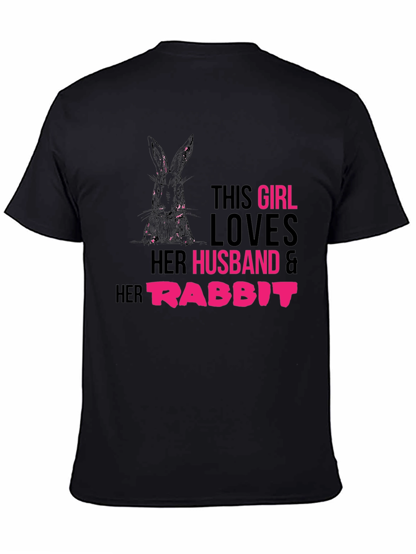 Black Girl Loves Husband and Rabbit T-Shirt view 4