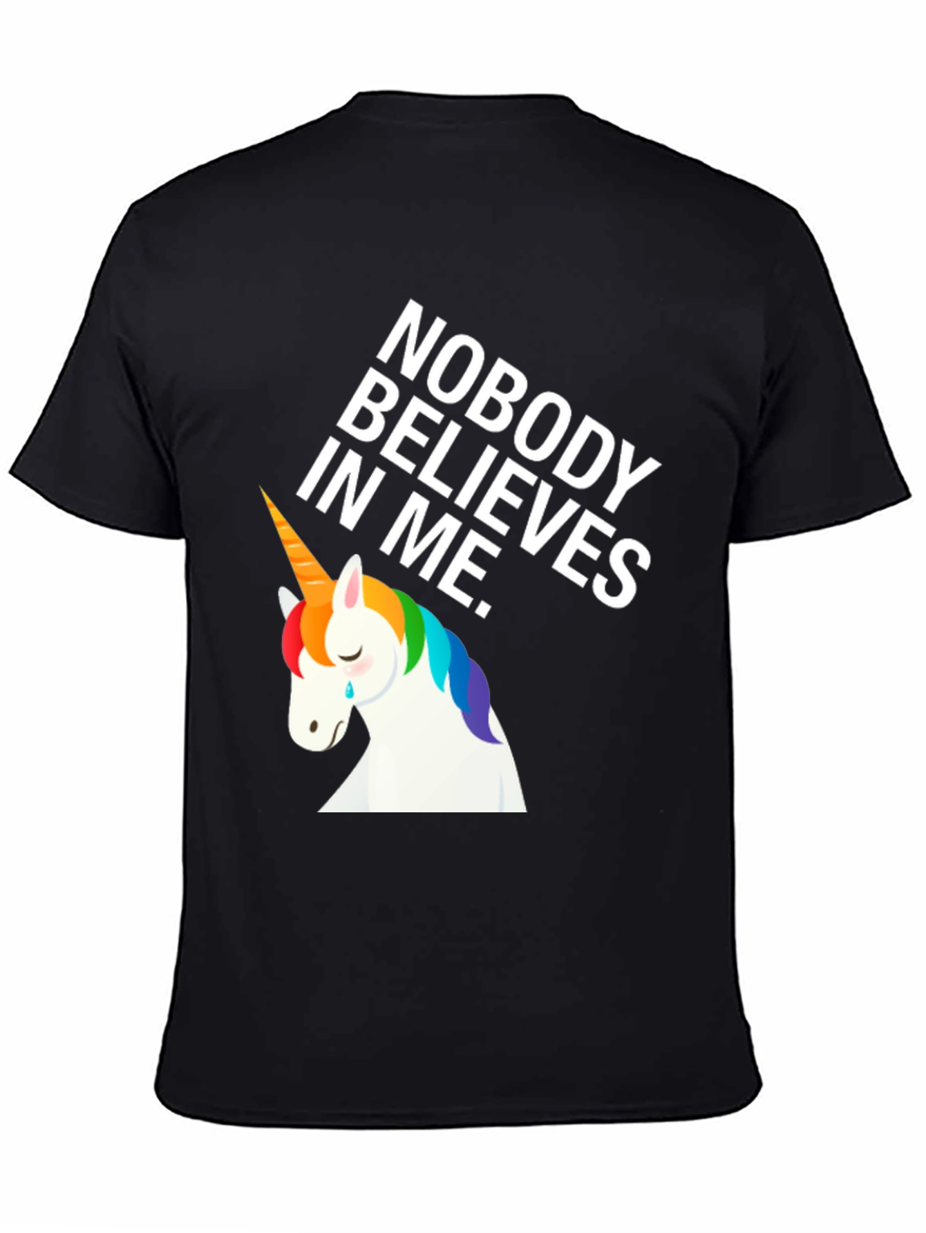 Black Sad Unicorn Graphic Tee - Nobody Believes view 4