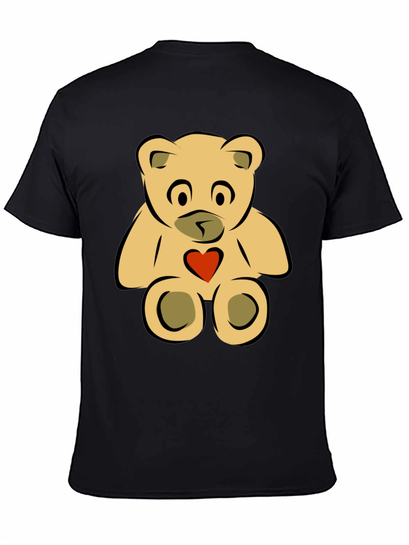 Black Cute Teddy Bear Graphic Tee - Black view 4